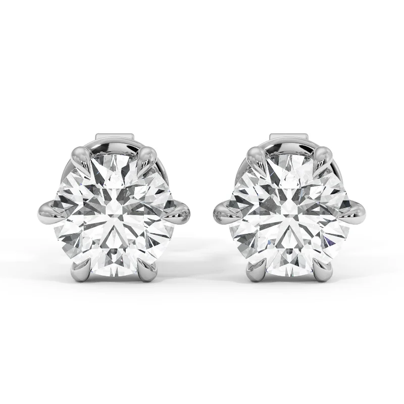 white gold round diamond stud