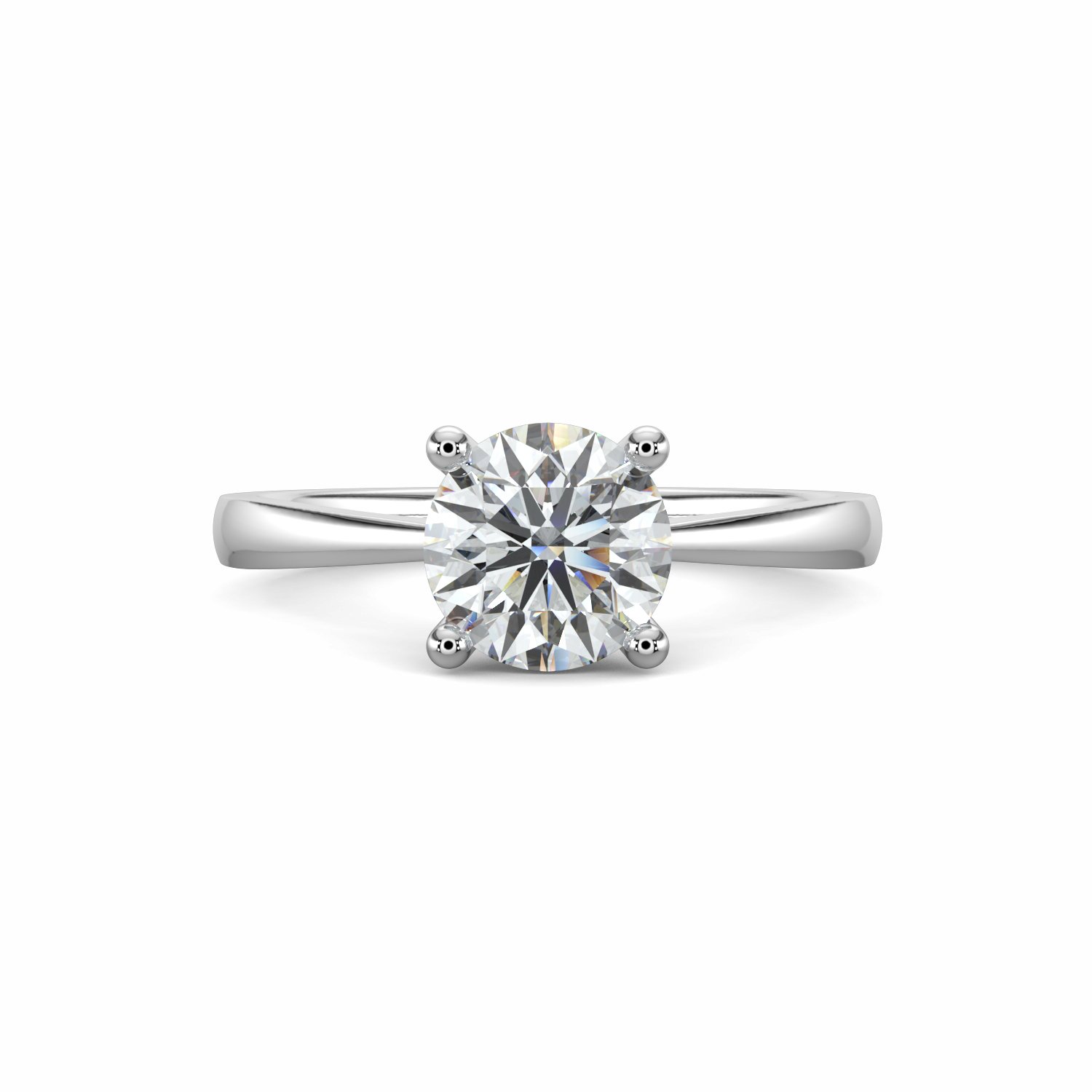 18K White Gold Sienna Round Cut Solitaire Engagement Ring