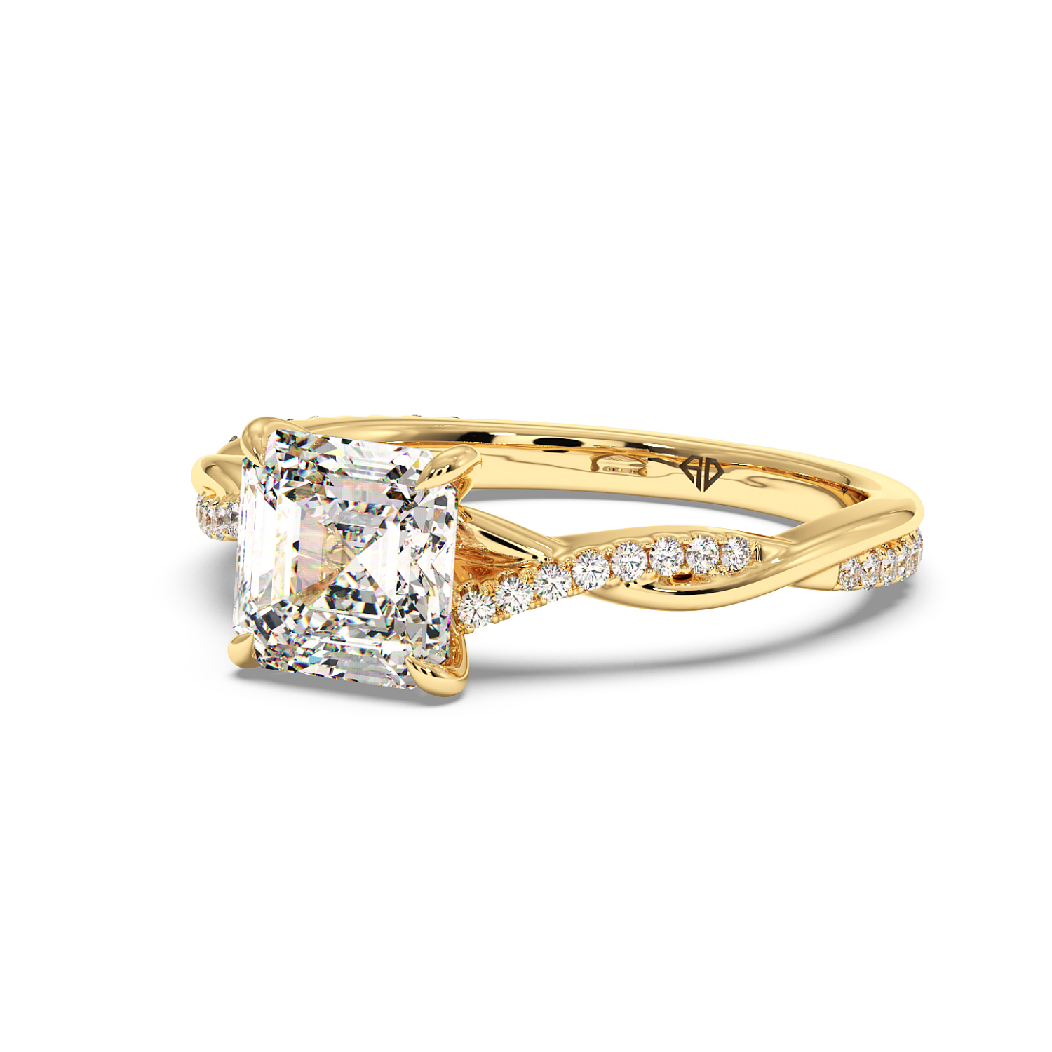 18K Yellow Gold Rochelle Diamond Shoulder Engagement Ring