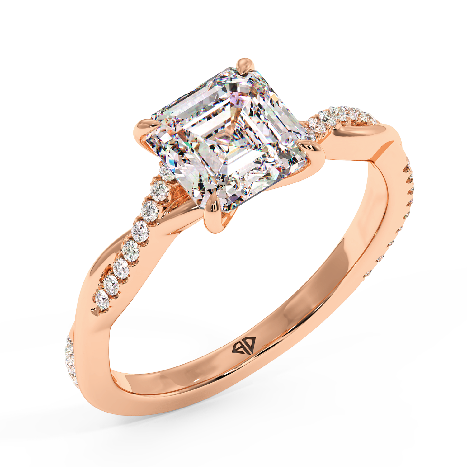 18K Rose Gold Rochelle Diamond Shoulder Engagement Ring