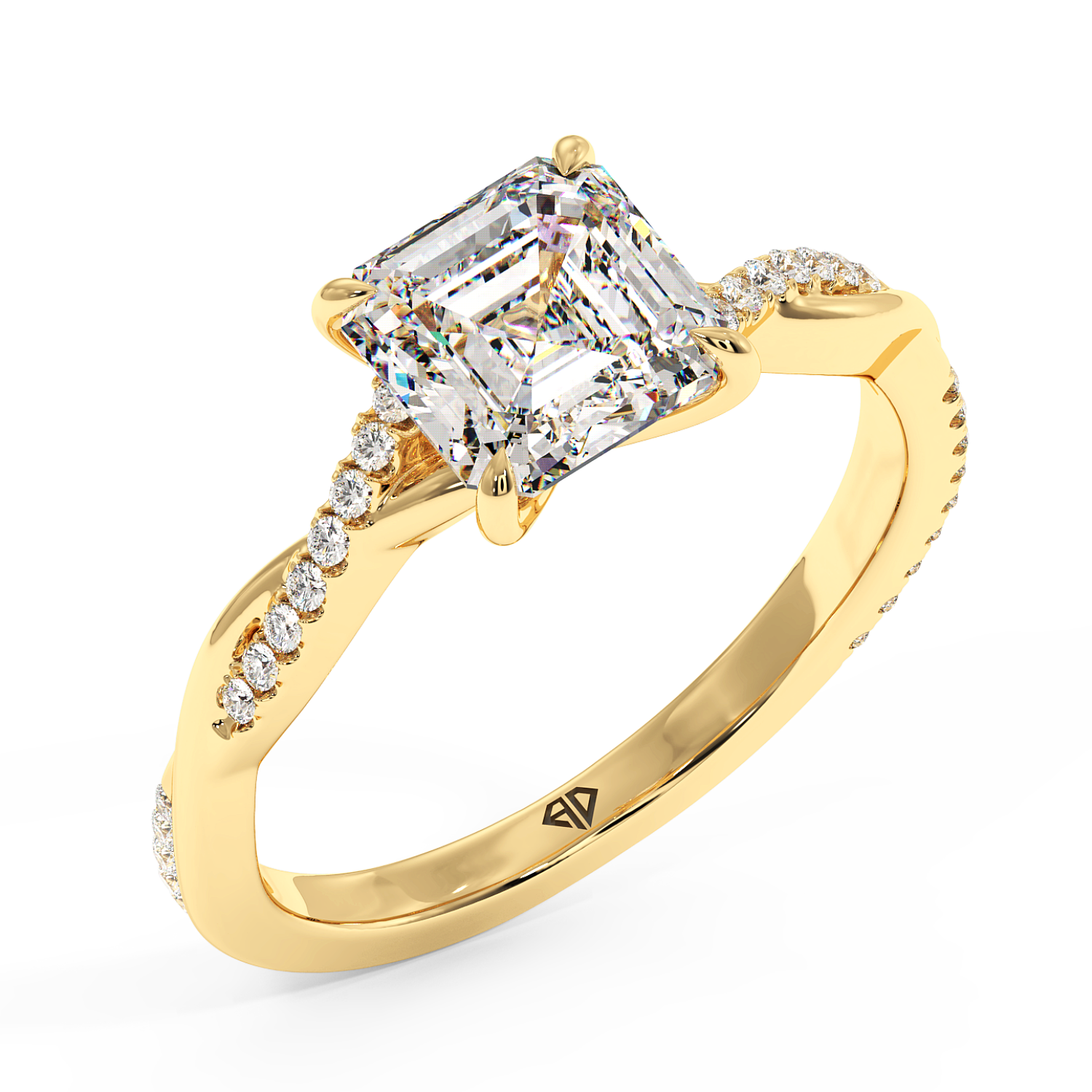 18K Yellow Gold Rochelle Diamond Shoulder Engagement Ring