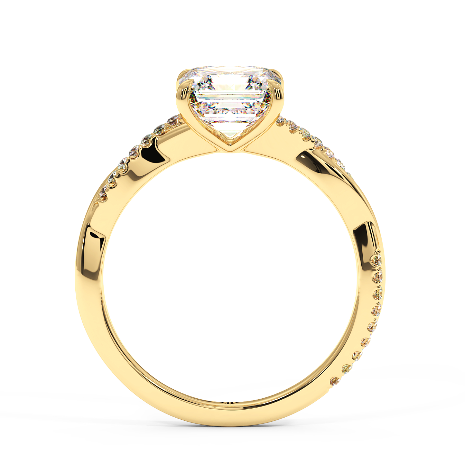 18K Yellow Gold Rochelle Diamond Shoulder Engagement Ring
