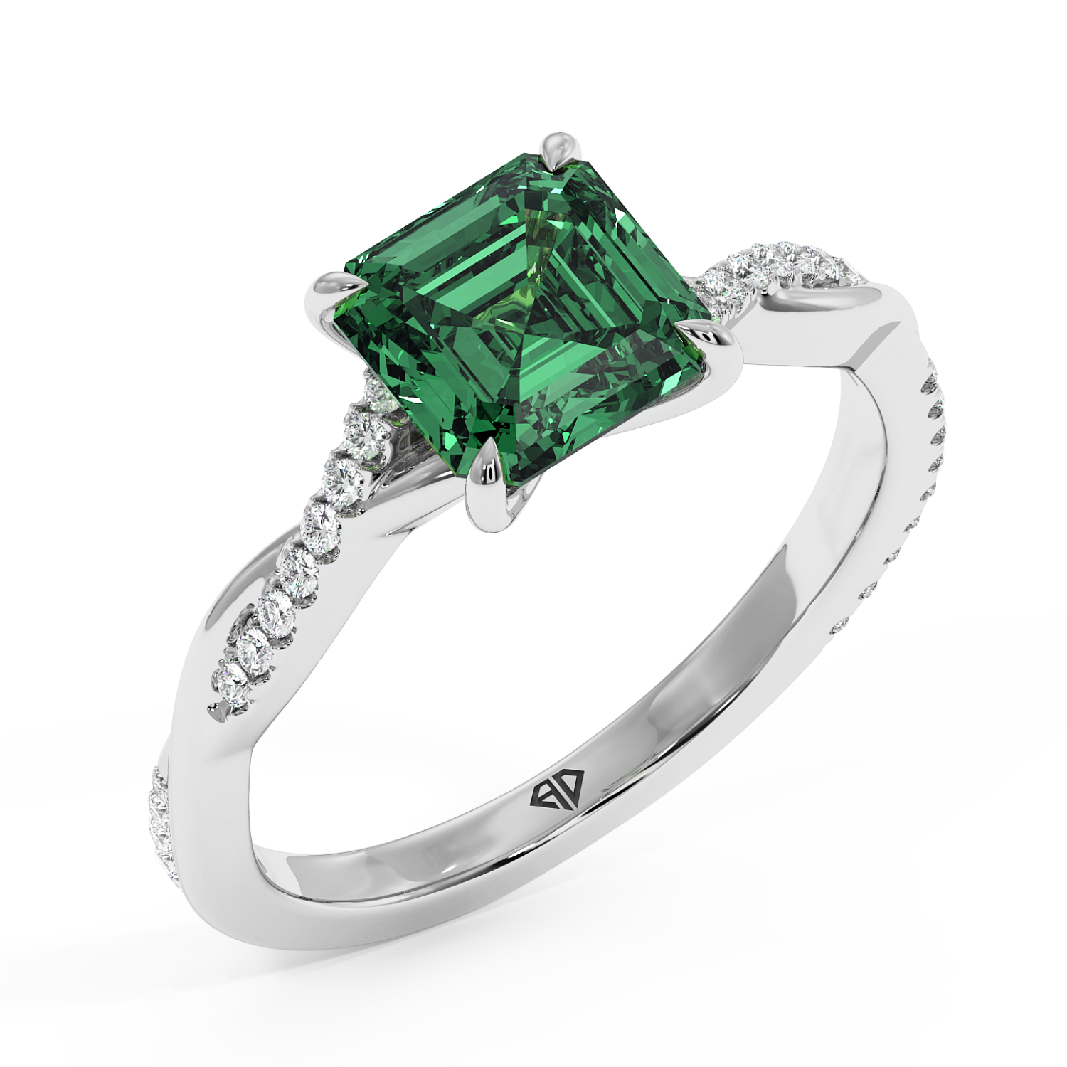 Platinum Rochelle Diamond Shoulder Engagement Ring