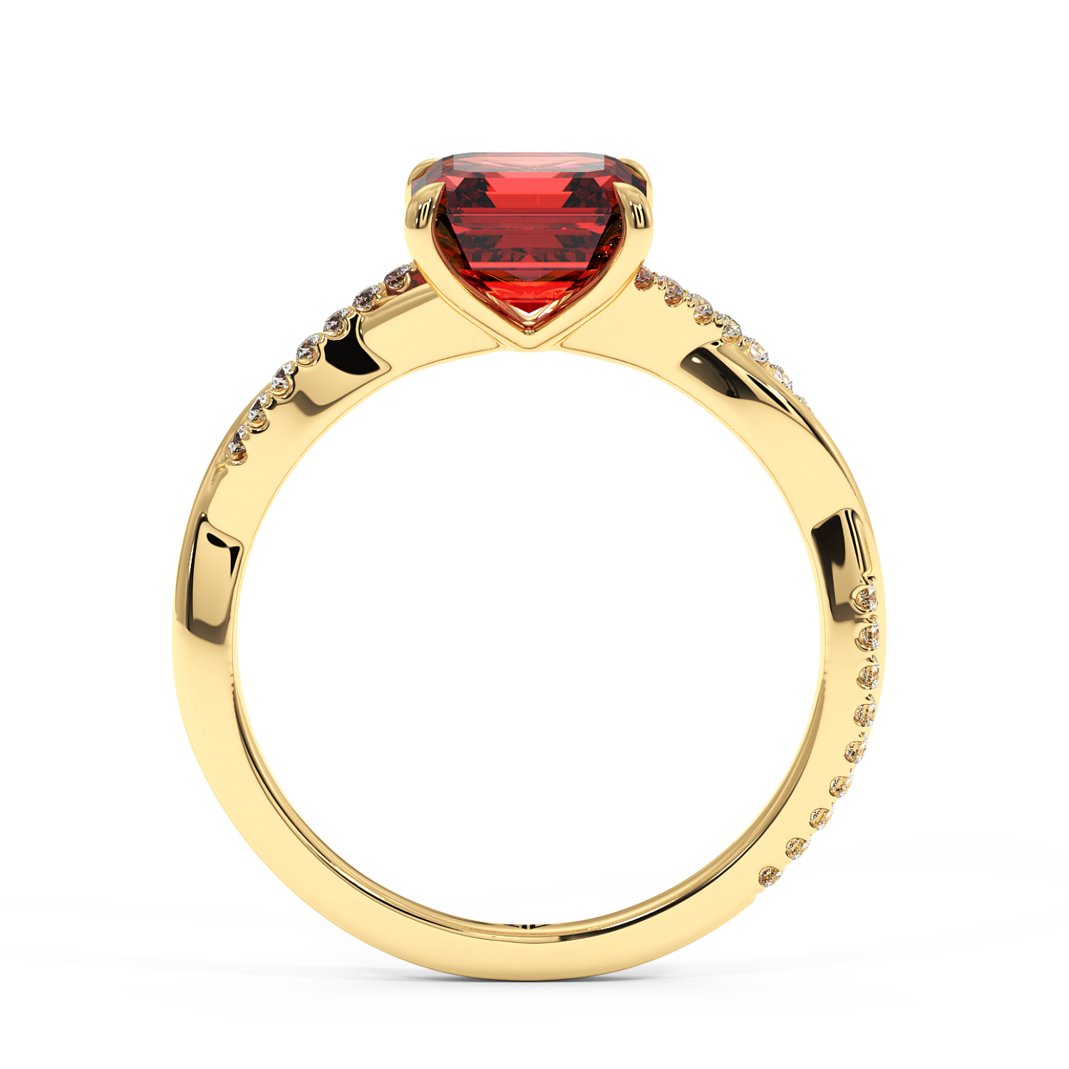 18K Yellow Gold Rochelle Diamond Shoulder Engagement Ring