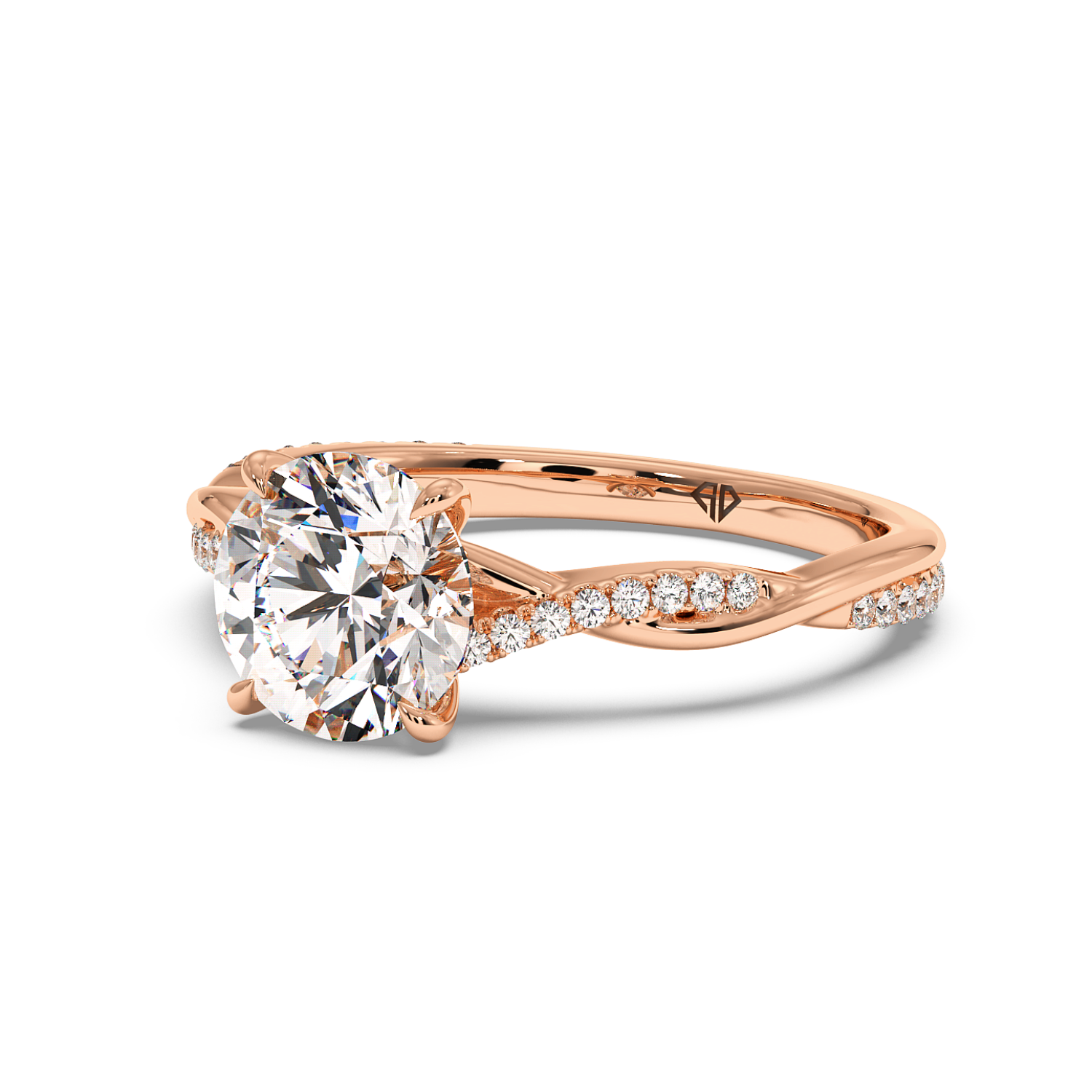 18K Rose Gold Rochelle Diamond Shoulder Engagement Ring