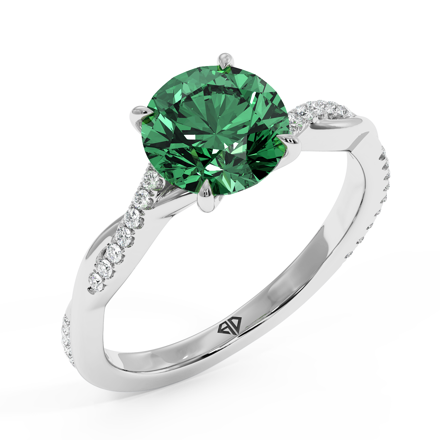 18K White Gold Rochelle Diamond Shoulder Engagement Ring