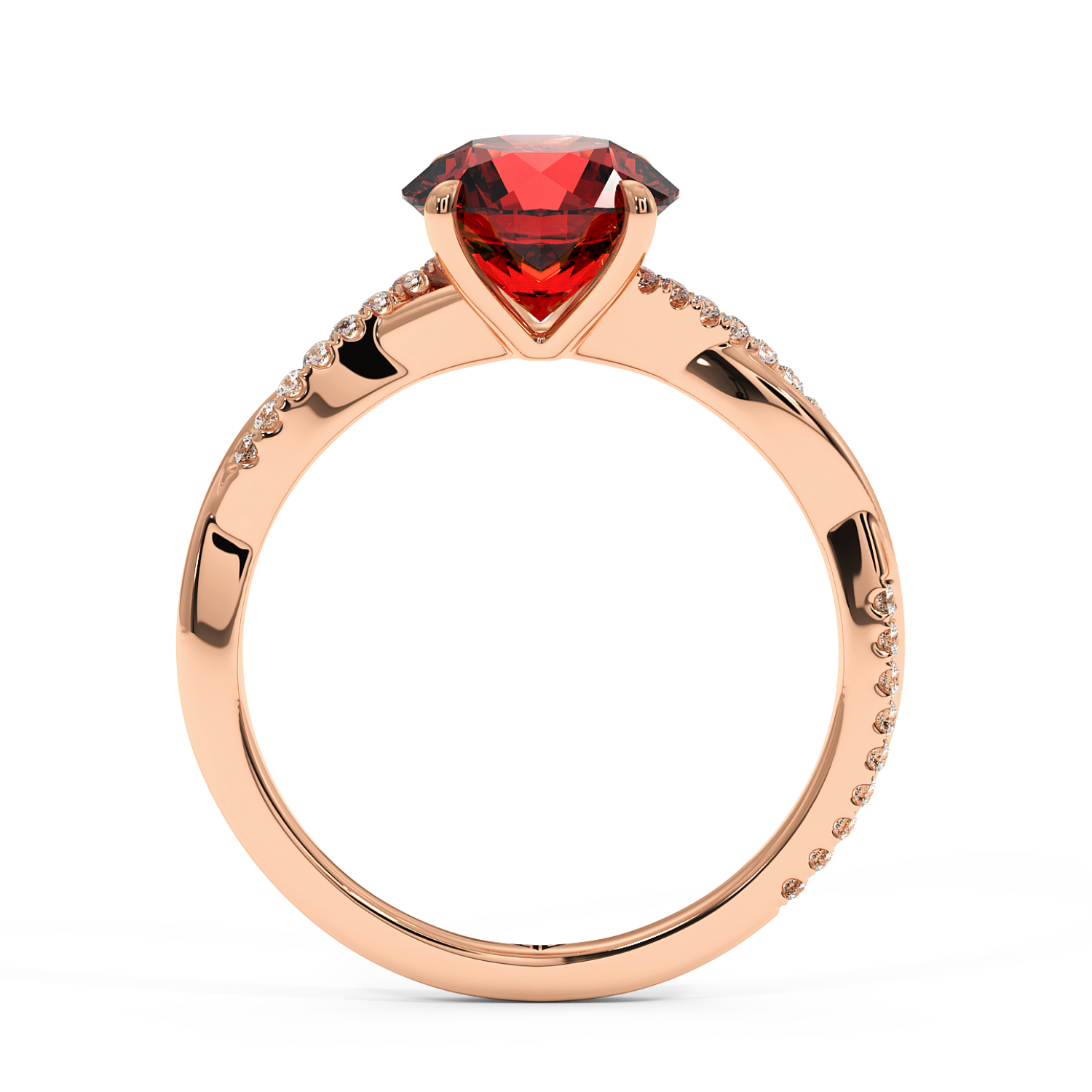 18K Rose Gold Rochelle Diamond Shoulder Engagement Ring