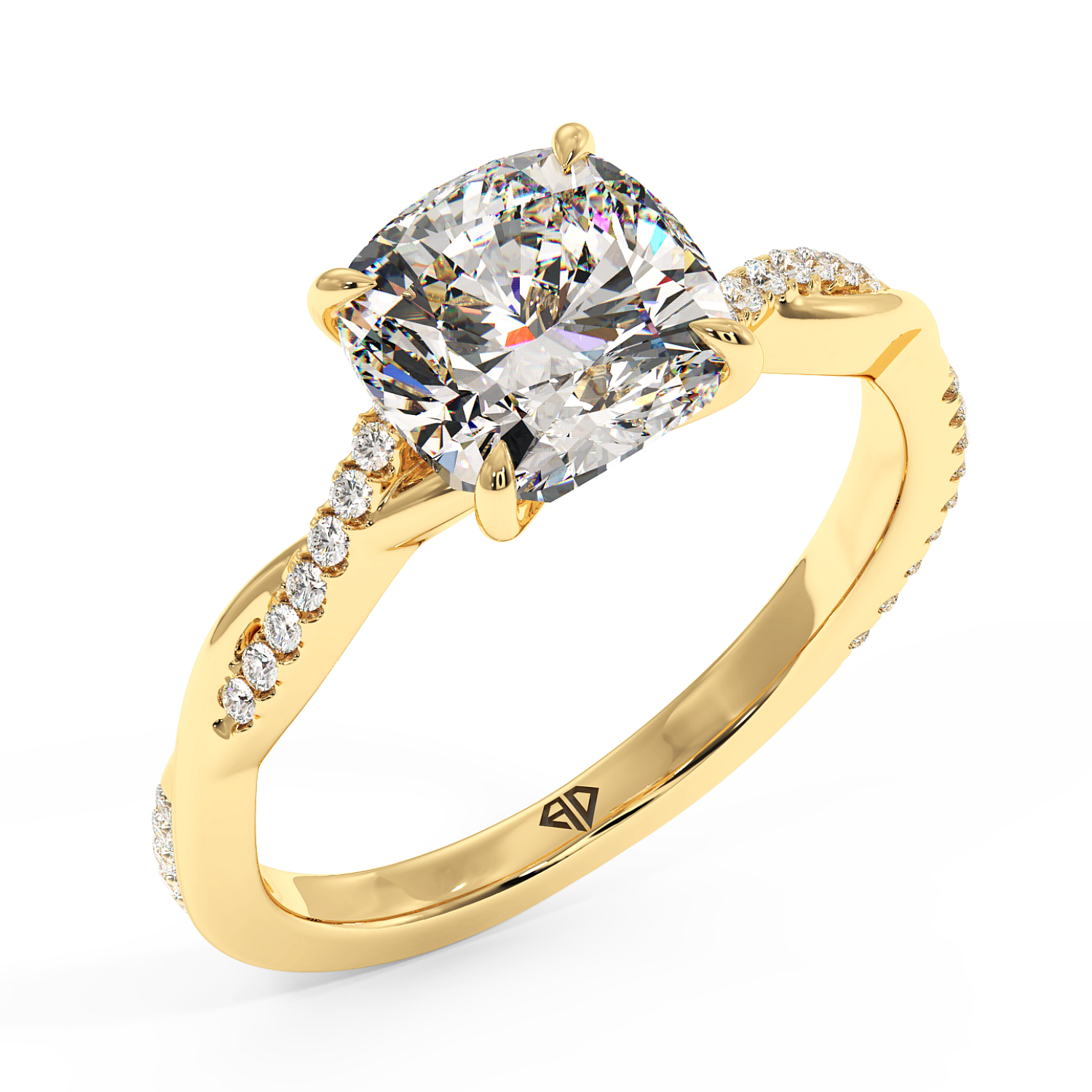18K Yellow Gold Rochelle Diamond Shoulder Engagement Ring