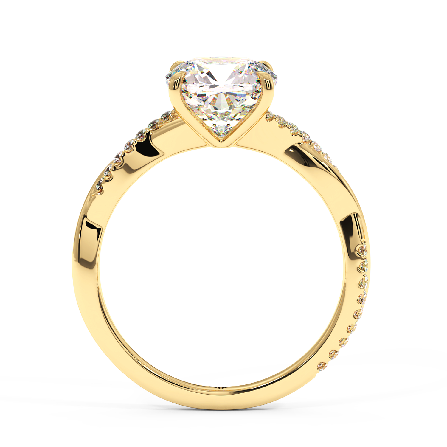 18K Yellow Gold Rochelle Diamond Shoulder Engagement Ring