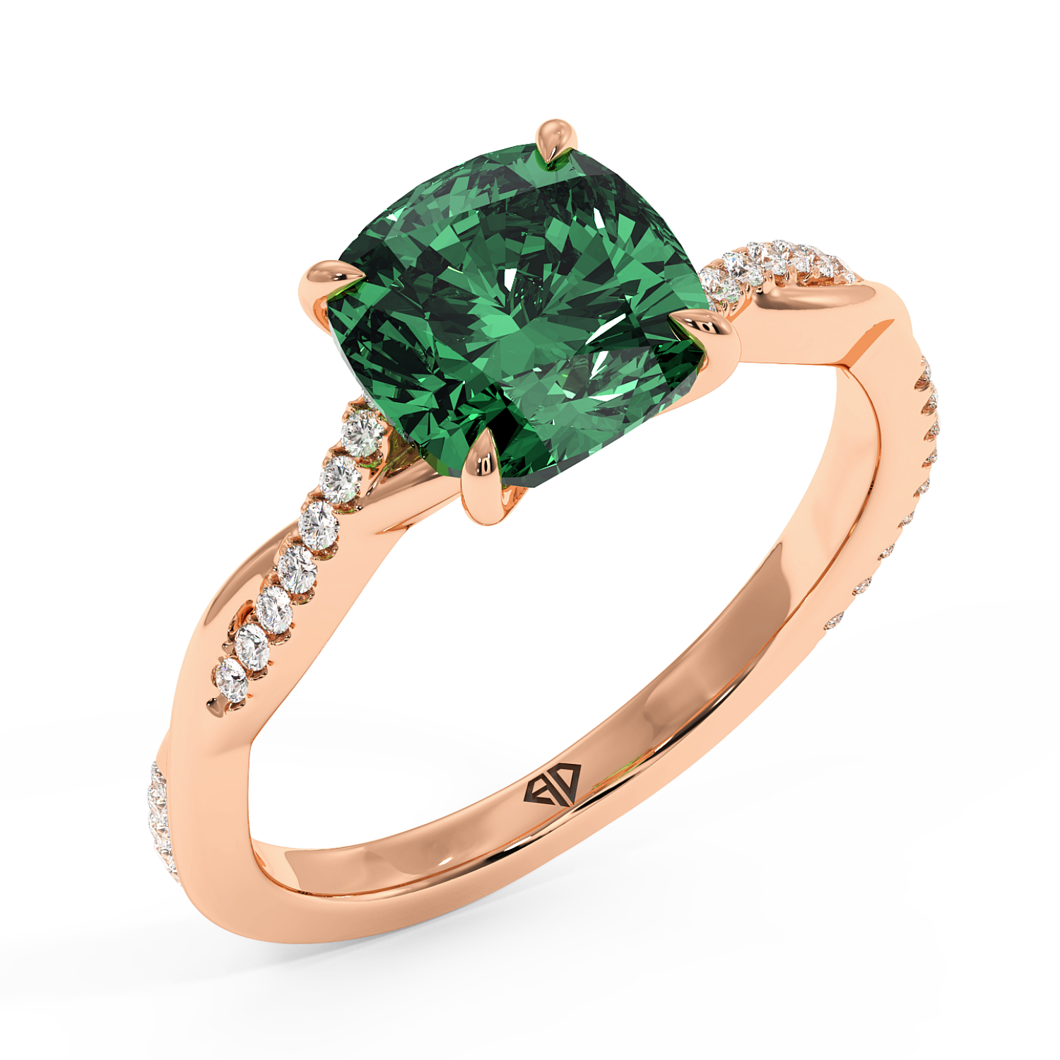 18K Rose Gold Rochelle Diamond Shoulder Engagement Ring