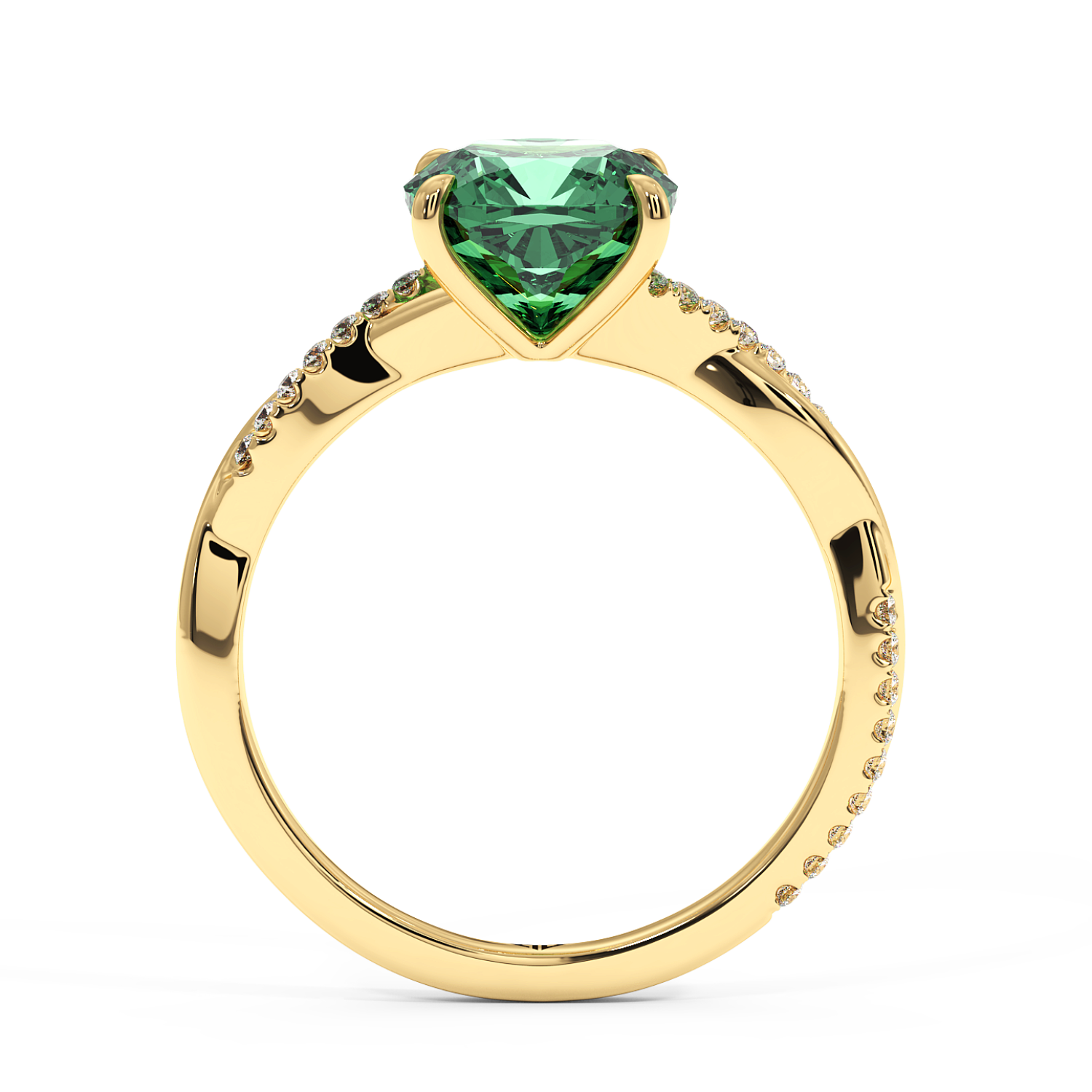 18K Yellow Gold Rochelle Diamond Shoulder Engagement Ring