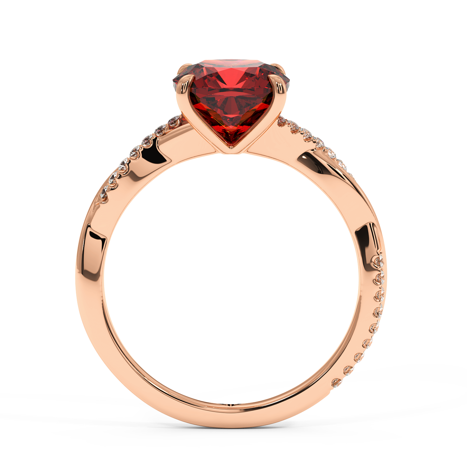 18K Rose Gold Rochelle Diamond Shoulder Engagement Ring