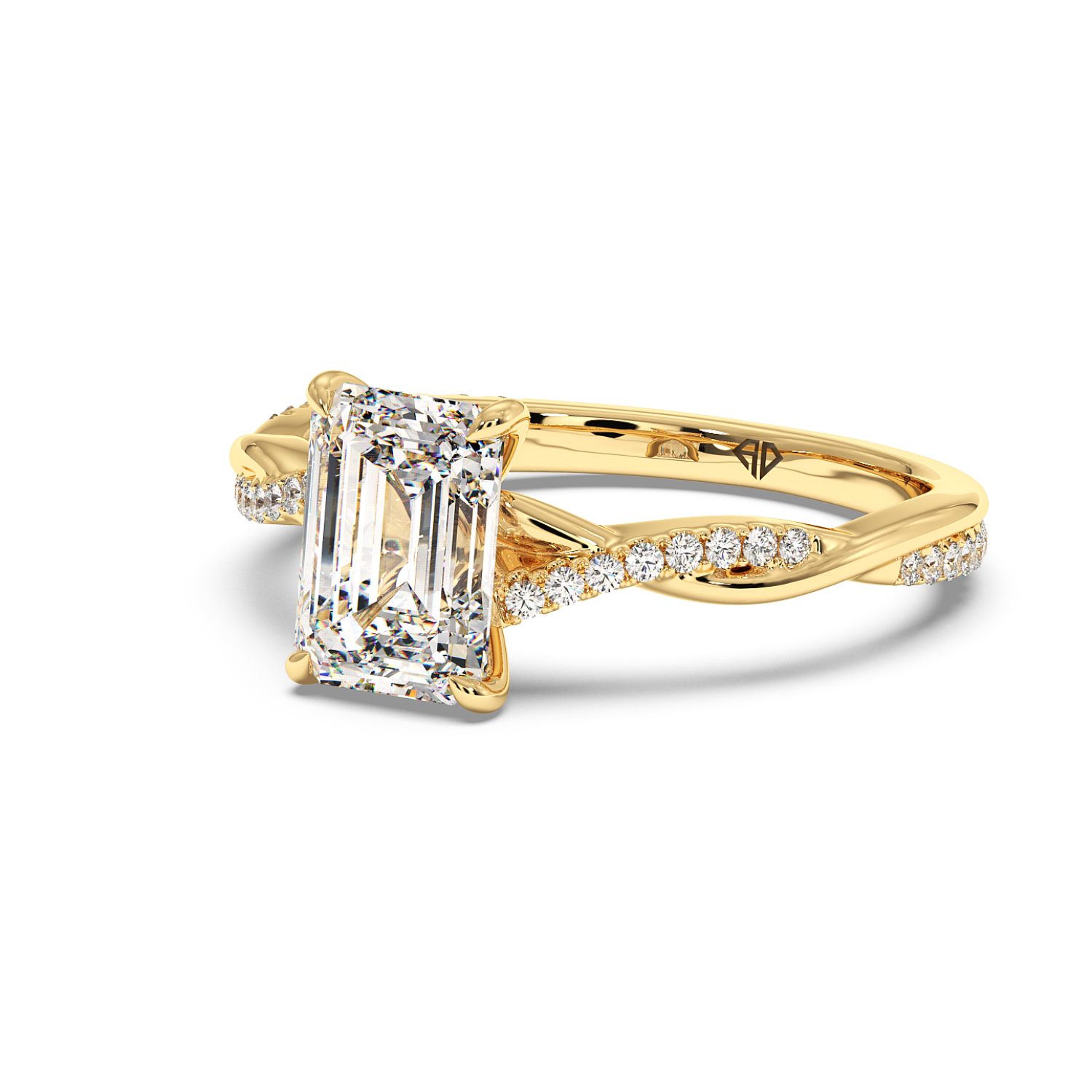 18K Yellow Gold Rochelle Diamond Shoulder Engagement Ring