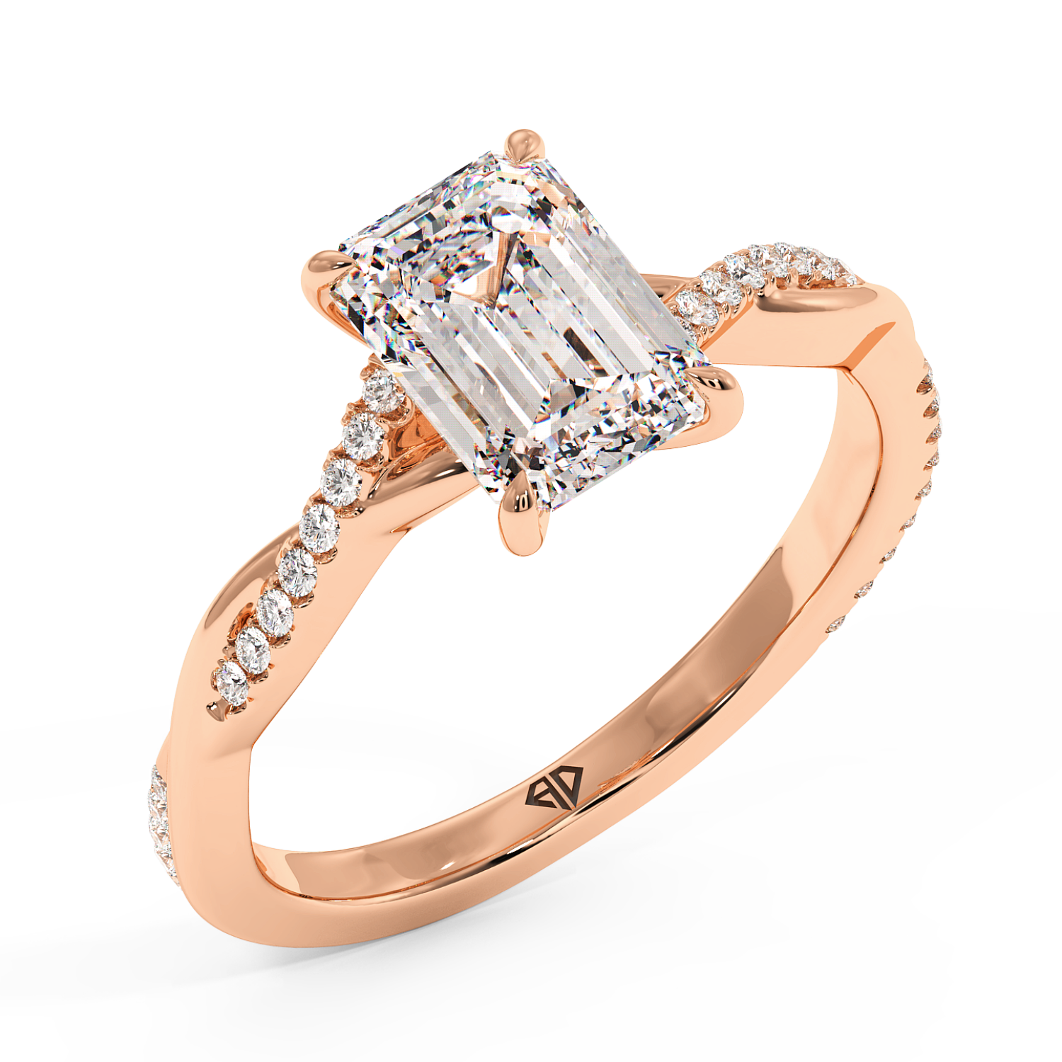 18K Rose Gold Rochelle Diamond Shoulder Engagement Ring