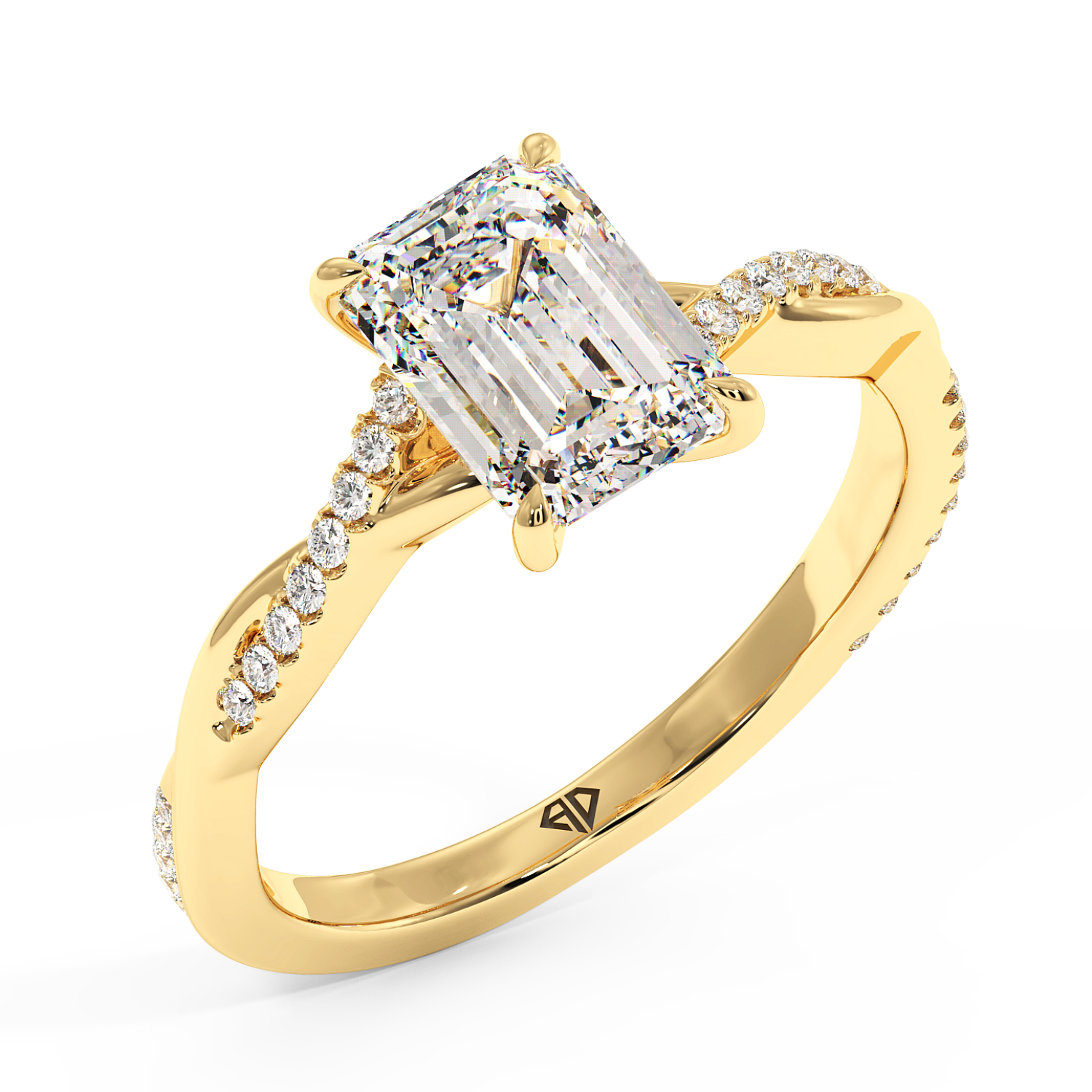 18K Yellow Gold Rochelle Diamond Shoulder Engagement Ring