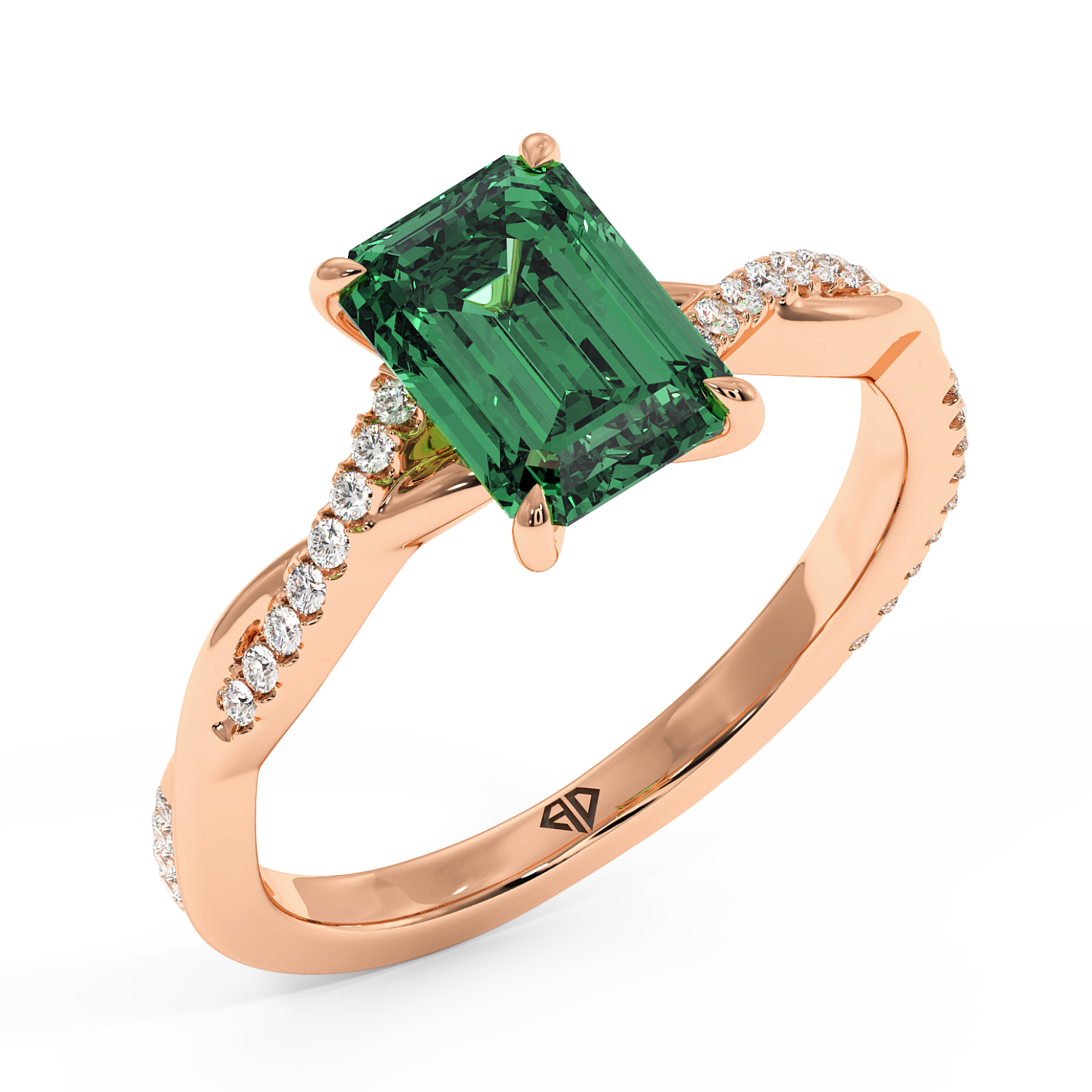 18K Rose Gold Rochelle Diamond Shoulder Engagement Ring