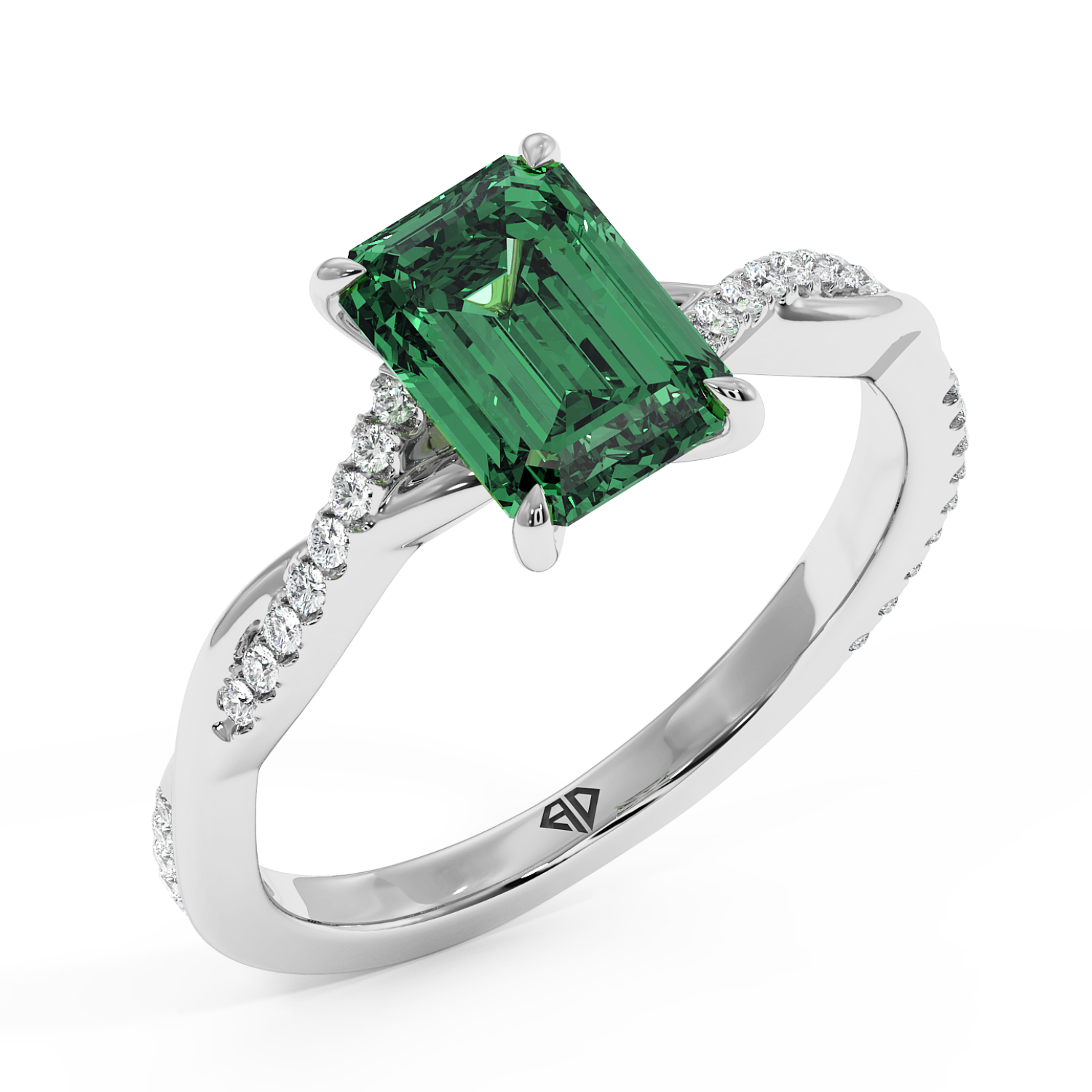 18K White Gold Rochelle Diamond Shoulder Engagement Ring