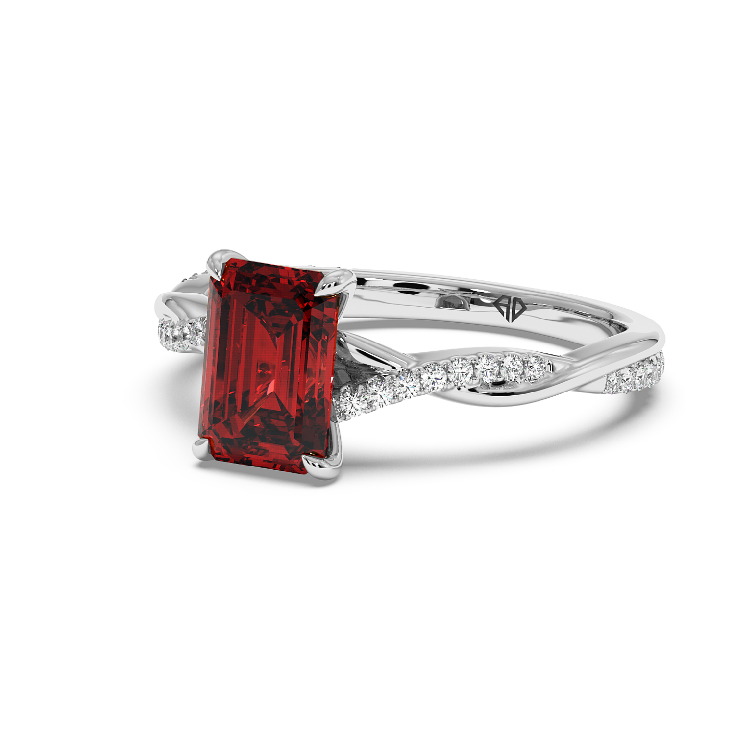 18K White Gold Rochelle Diamond Shoulder Engagement Ring