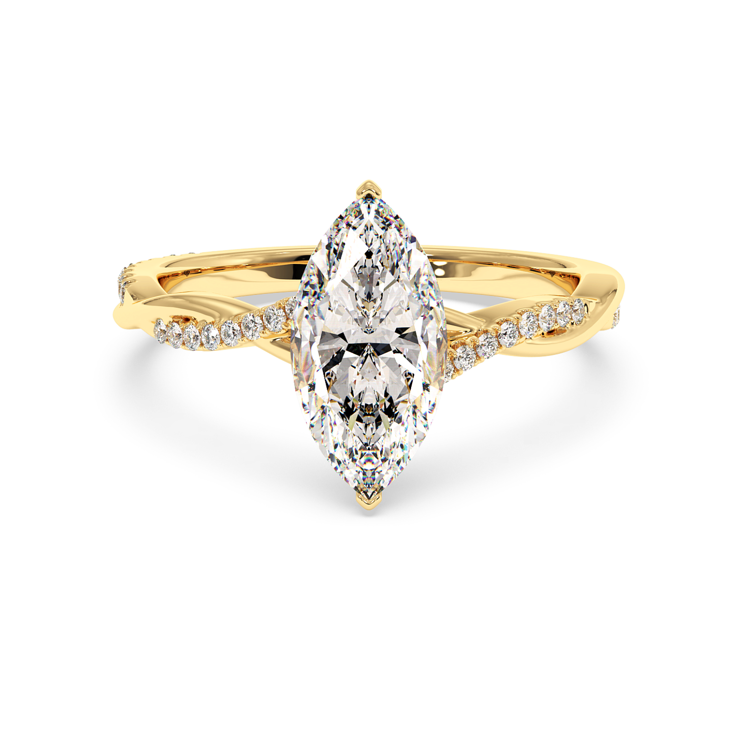18K Yellow Gold Rochelle Diamond Shoulder Engagement Ring
