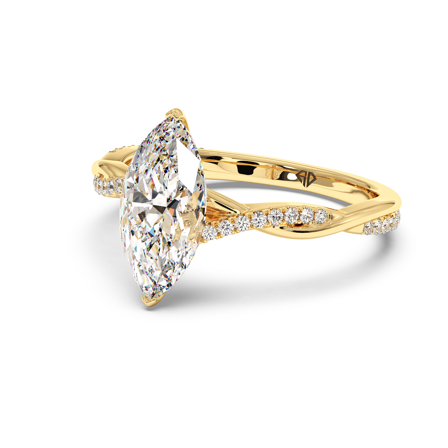 18K Yellow Gold Rochelle Diamond Shoulder Engagement Ring