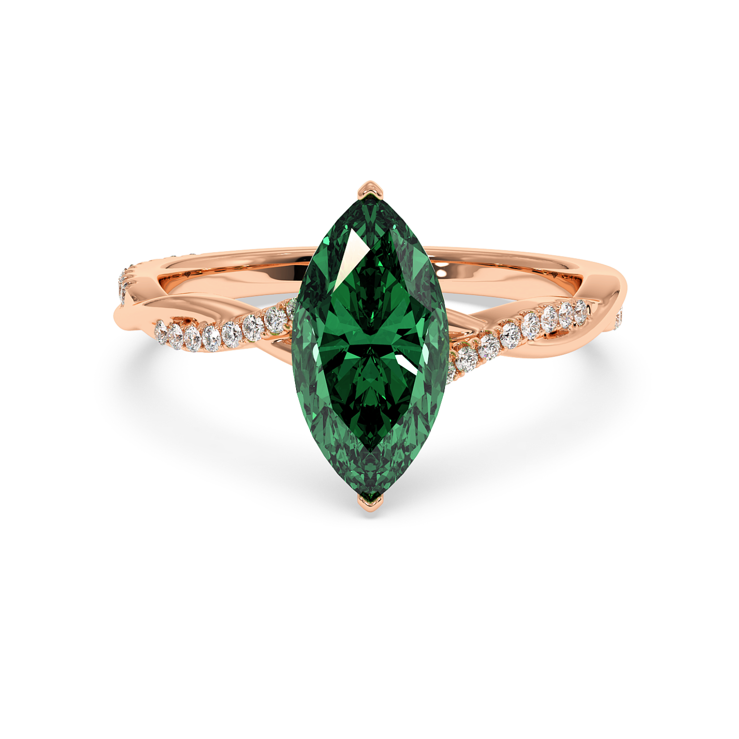 18K Rose Gold Rochelle Diamond Shoulder Engagement Ring