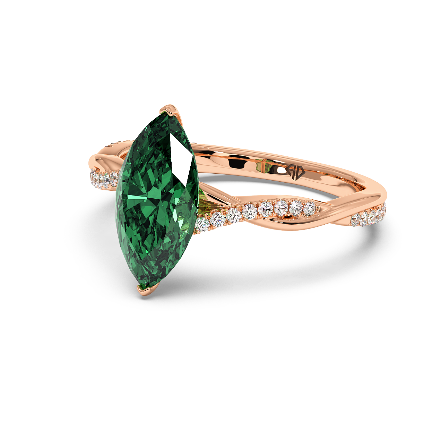 18K Rose Gold Rochelle Diamond Shoulder Engagement Ring