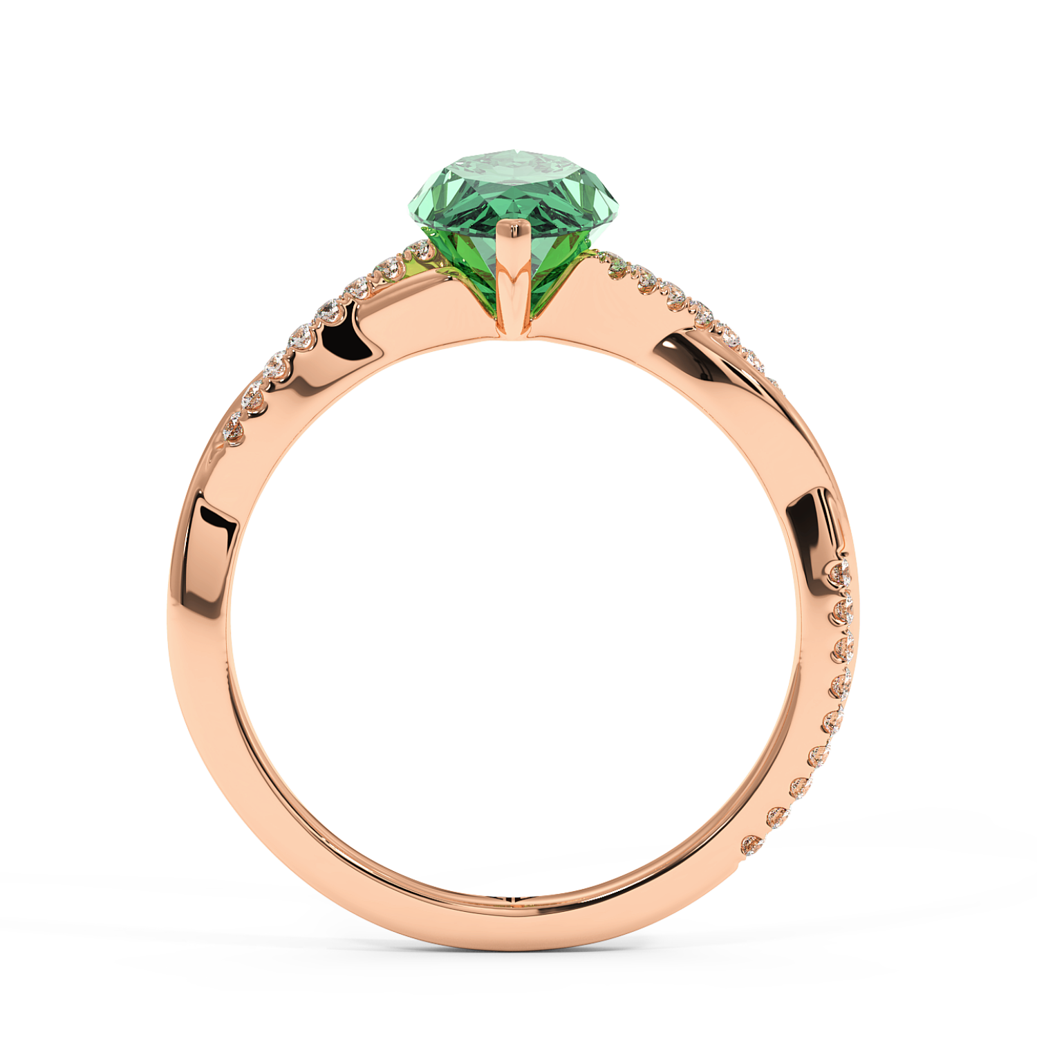 18K Rose Gold Rochelle Diamond Shoulder Engagement Ring