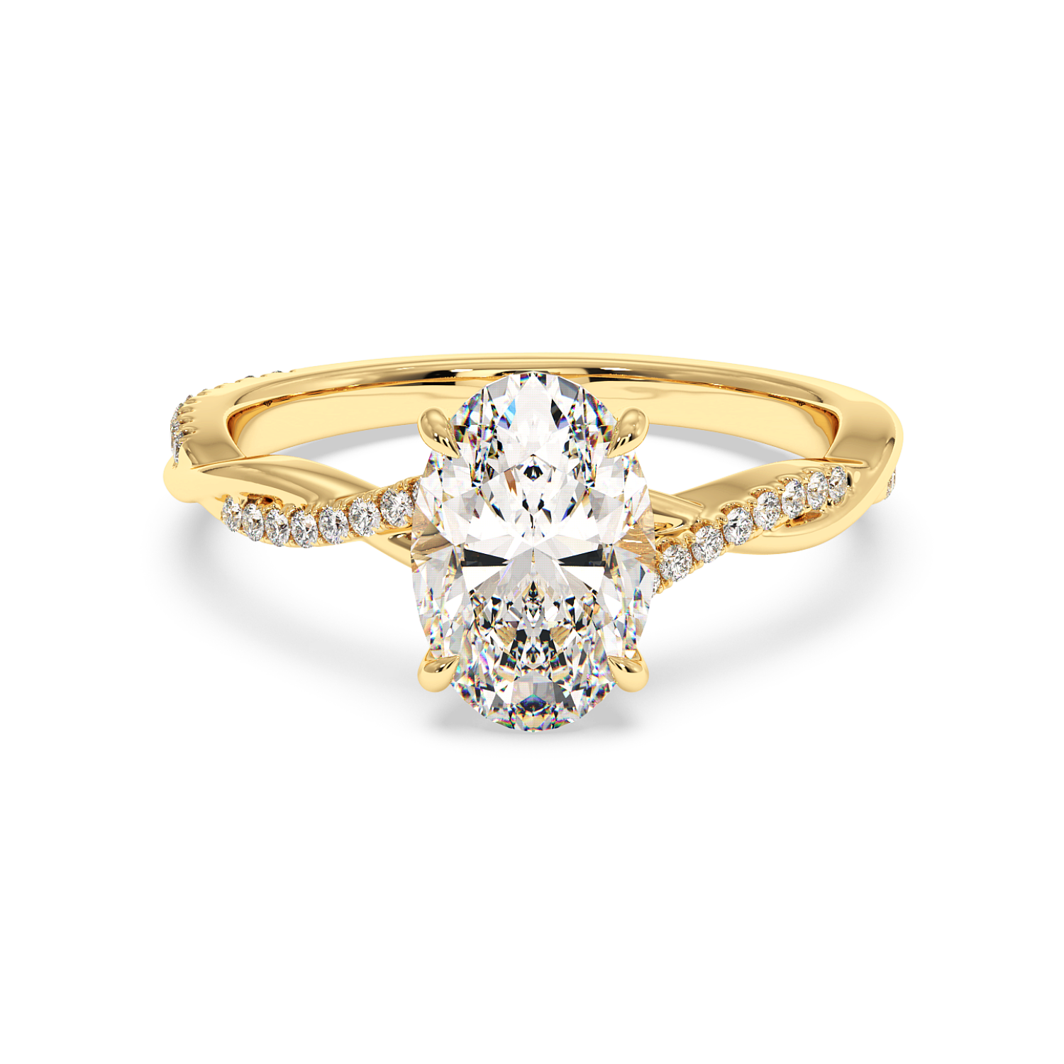 18K Yellow Gold Rochelle Diamond Shoulder Engagement Ring