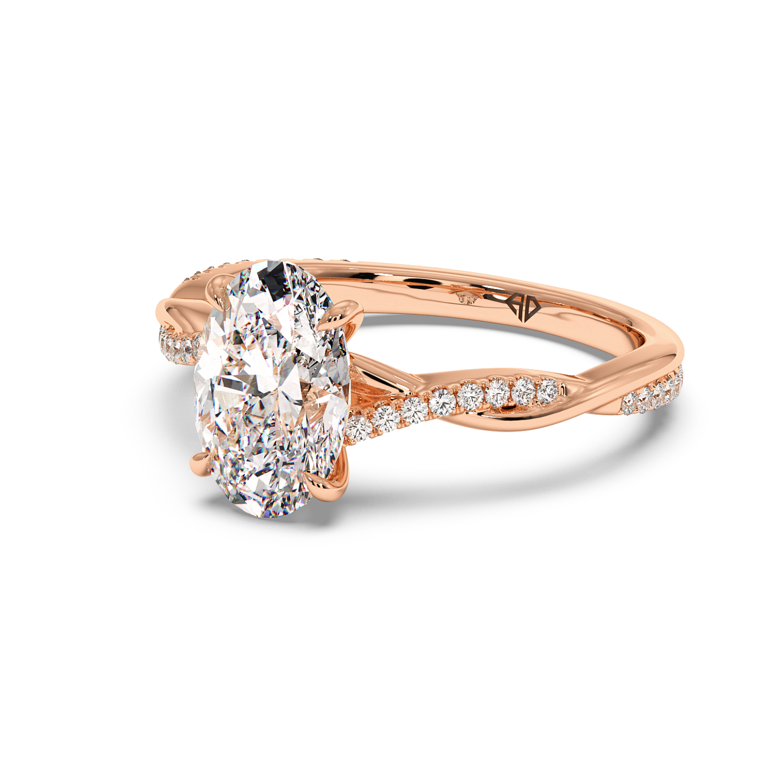 18K Rose Gold Rochelle Diamond Shoulder Engagement Ring