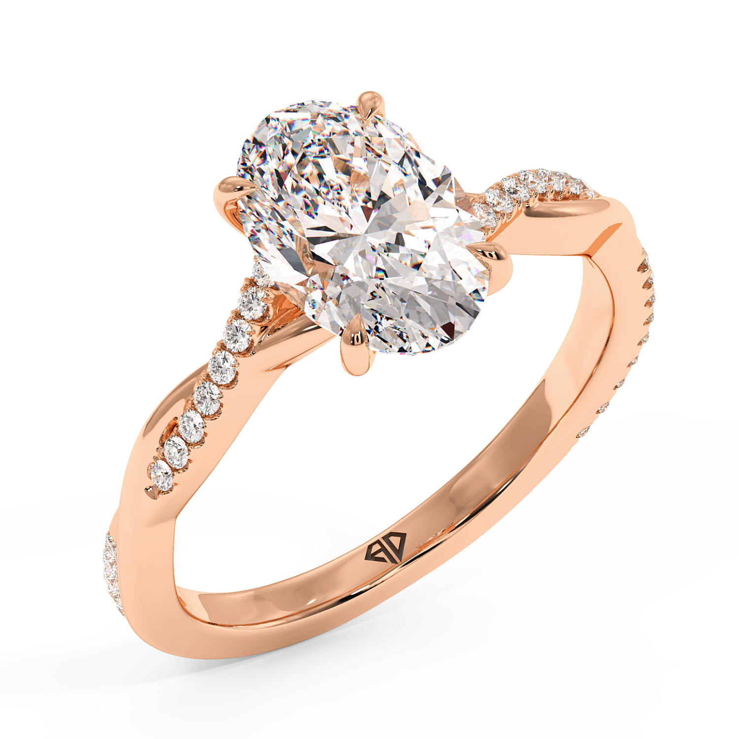 18K Rose Gold Rochelle Diamond Shoulder Engagement Ring