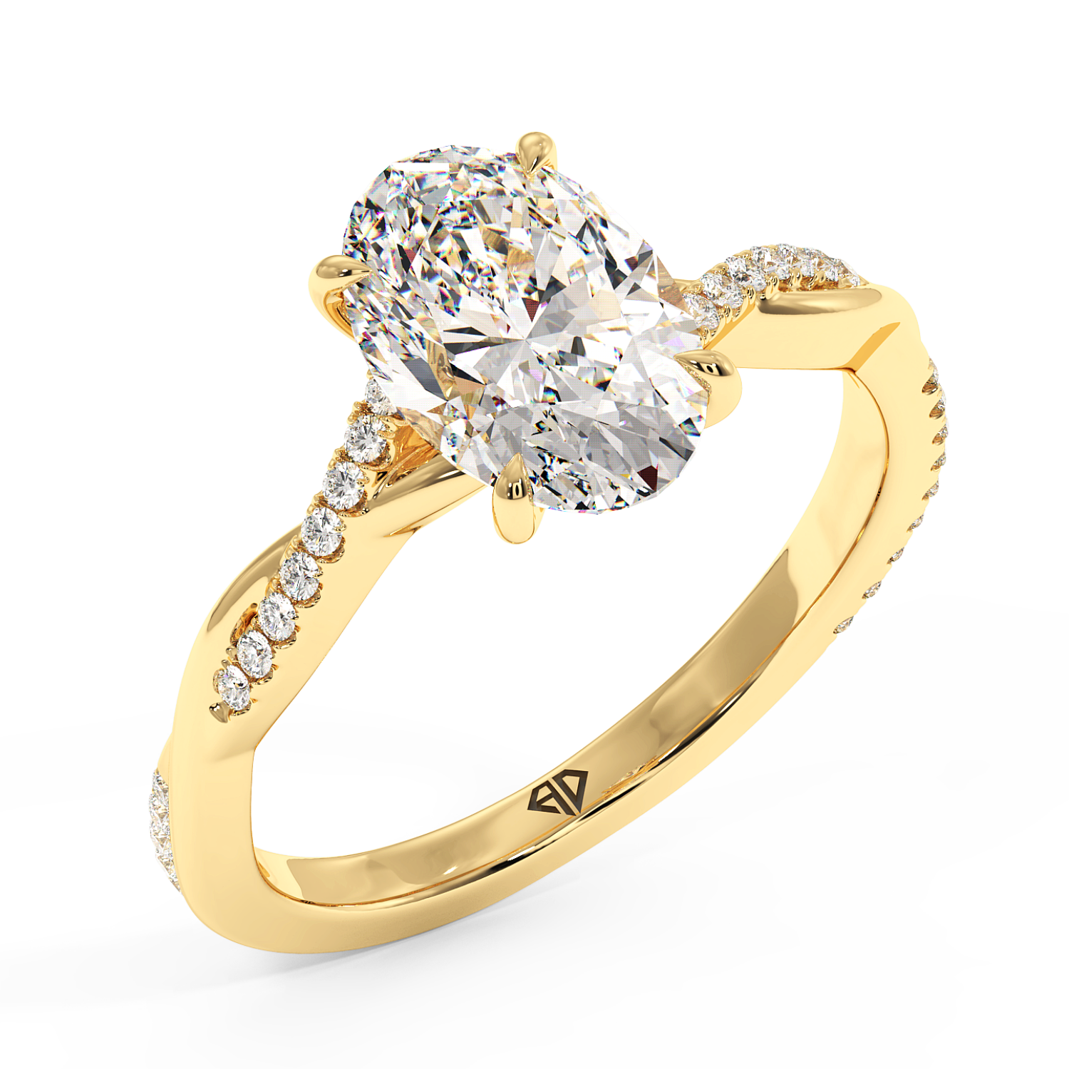 18K Yellow Gold Rochelle Diamond Shoulder Engagement Ring
