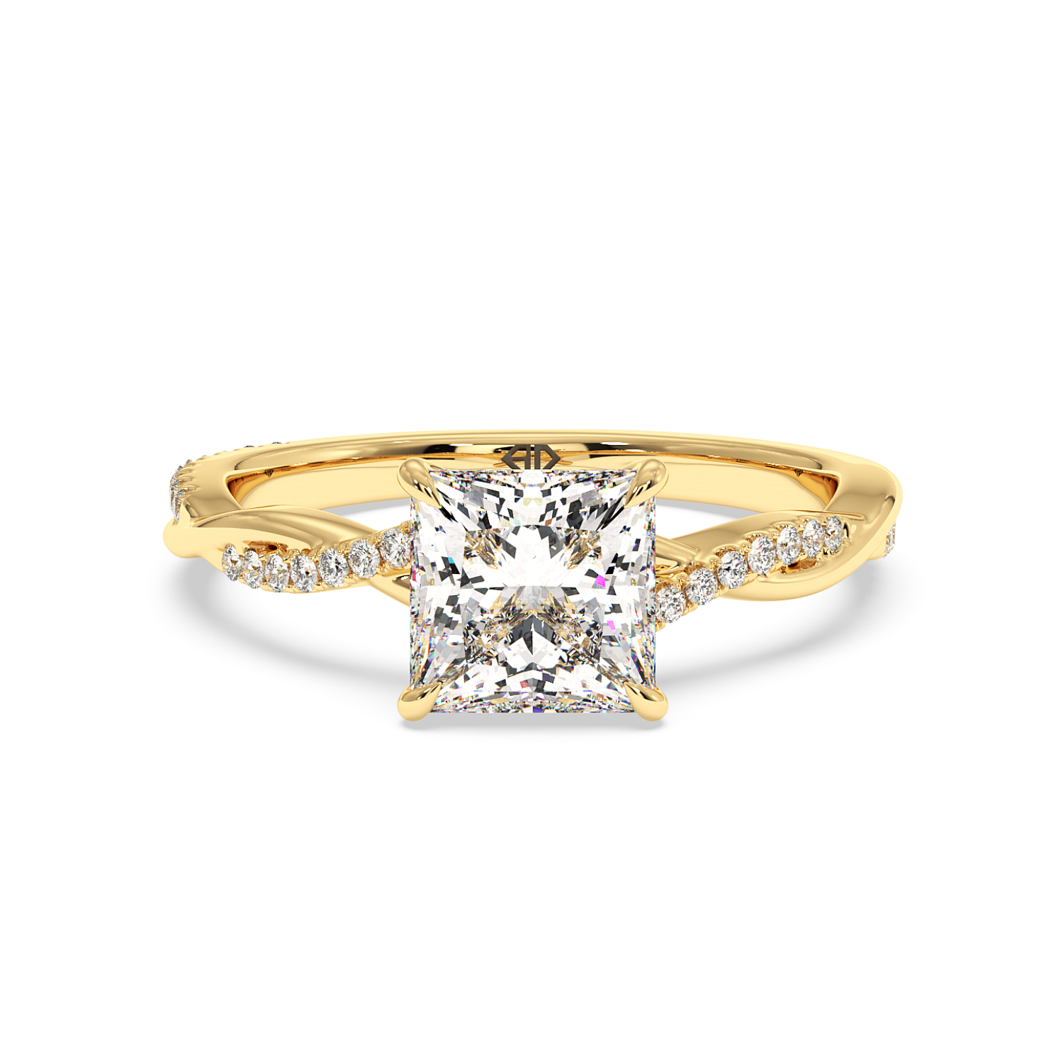 18K Yellow Gold Rochelle Diamond Shoulder Engagement Ring