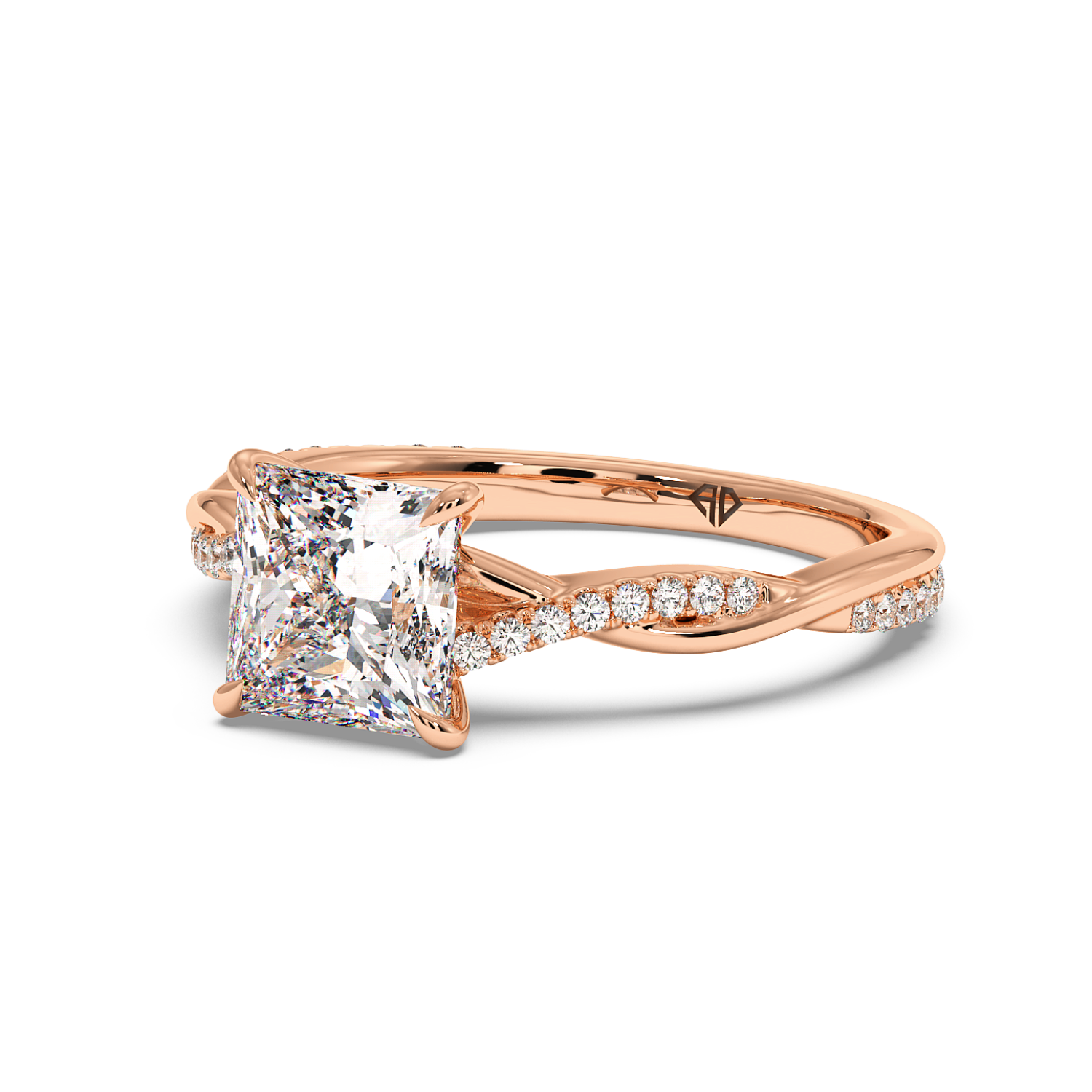 18K Rose Gold Rochelle Diamond Shoulder Engagement Ring