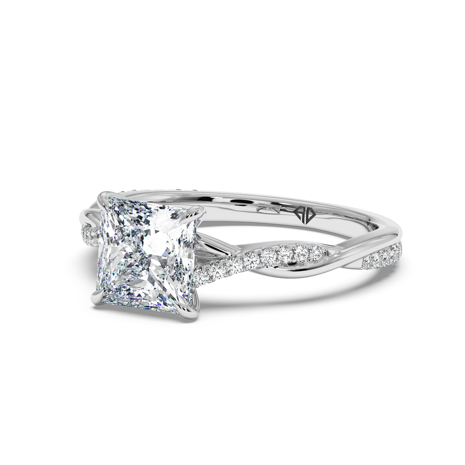 18K White Gold Rochelle Diamond Shoulder Engagement Ring