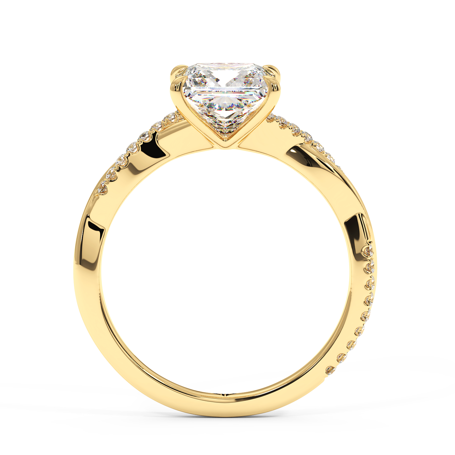 18K Yellow Gold Rochelle Diamond Shoulder Engagement Ring