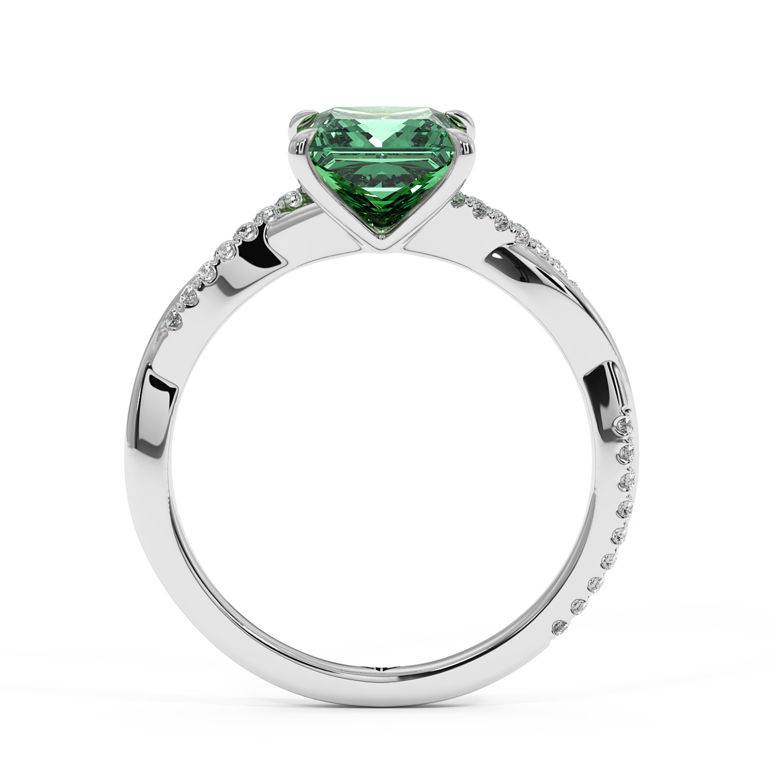 18K White Gold Rochelle Diamond Shoulder Engagement Ring