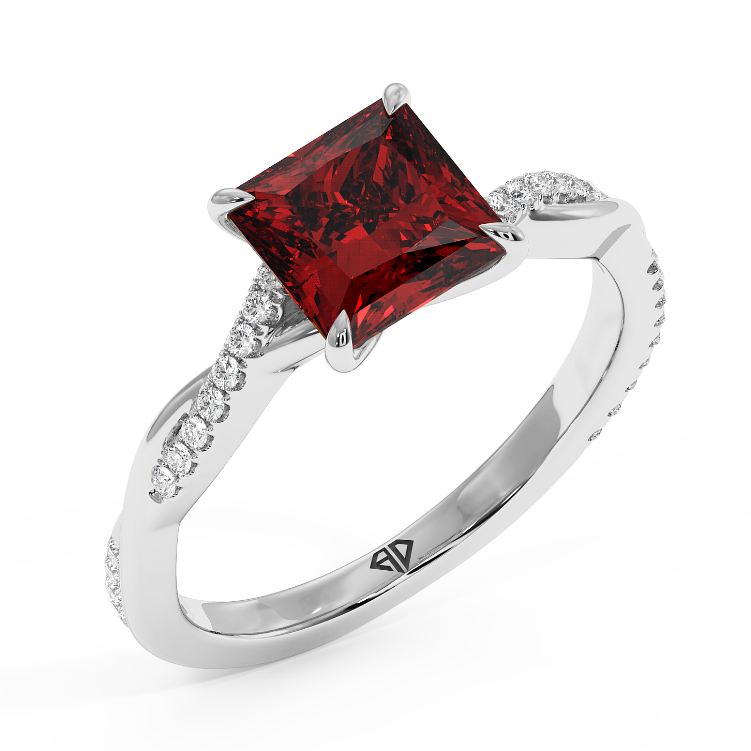 Platinum Rochelle Diamond Shoulder Engagement Ring