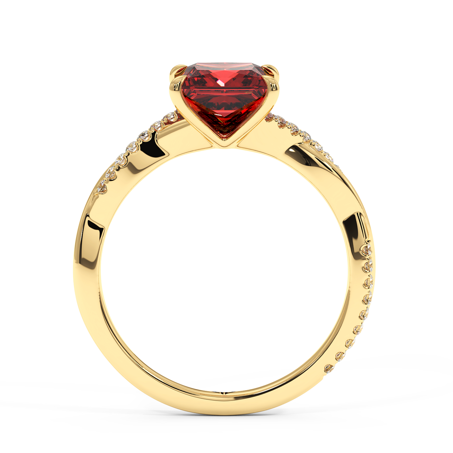 18K Yellow Gold Rochelle Diamond Shoulder Engagement Ring