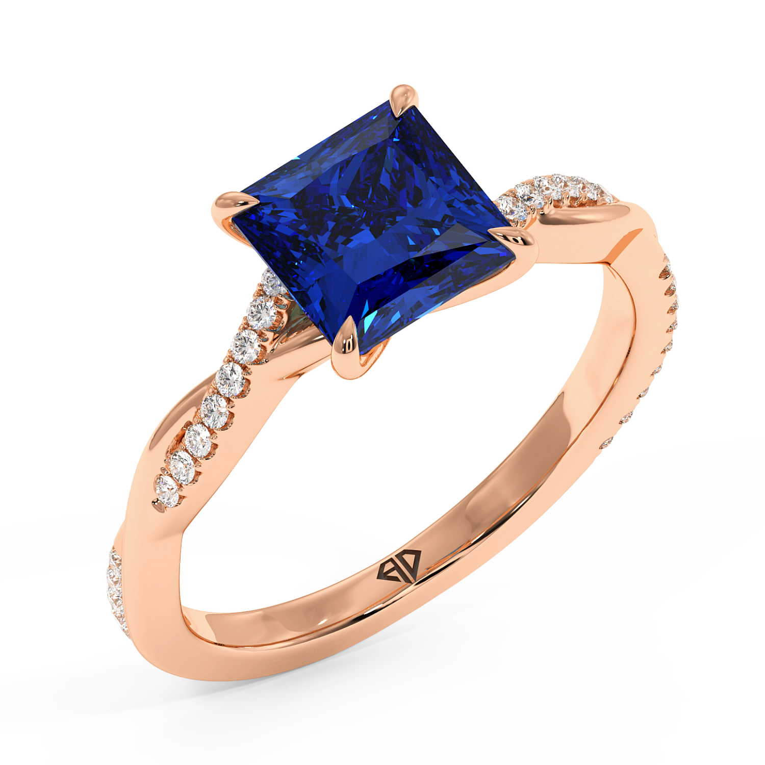 18K Rose Gold Rochelle Diamond Shoulder Engagement Ring