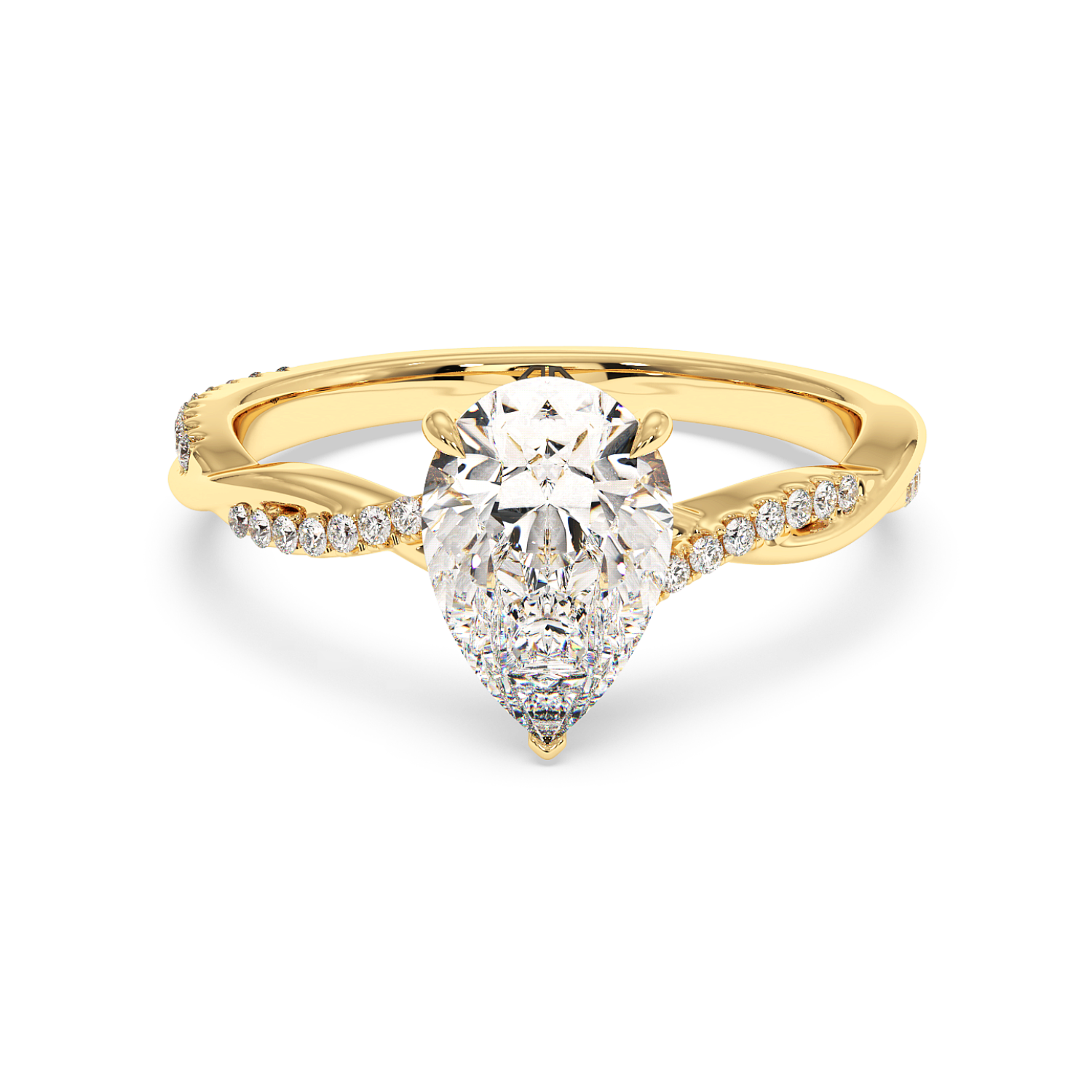 18K Yellow Gold Rochelle Diamond Shoulder Engagement Ring