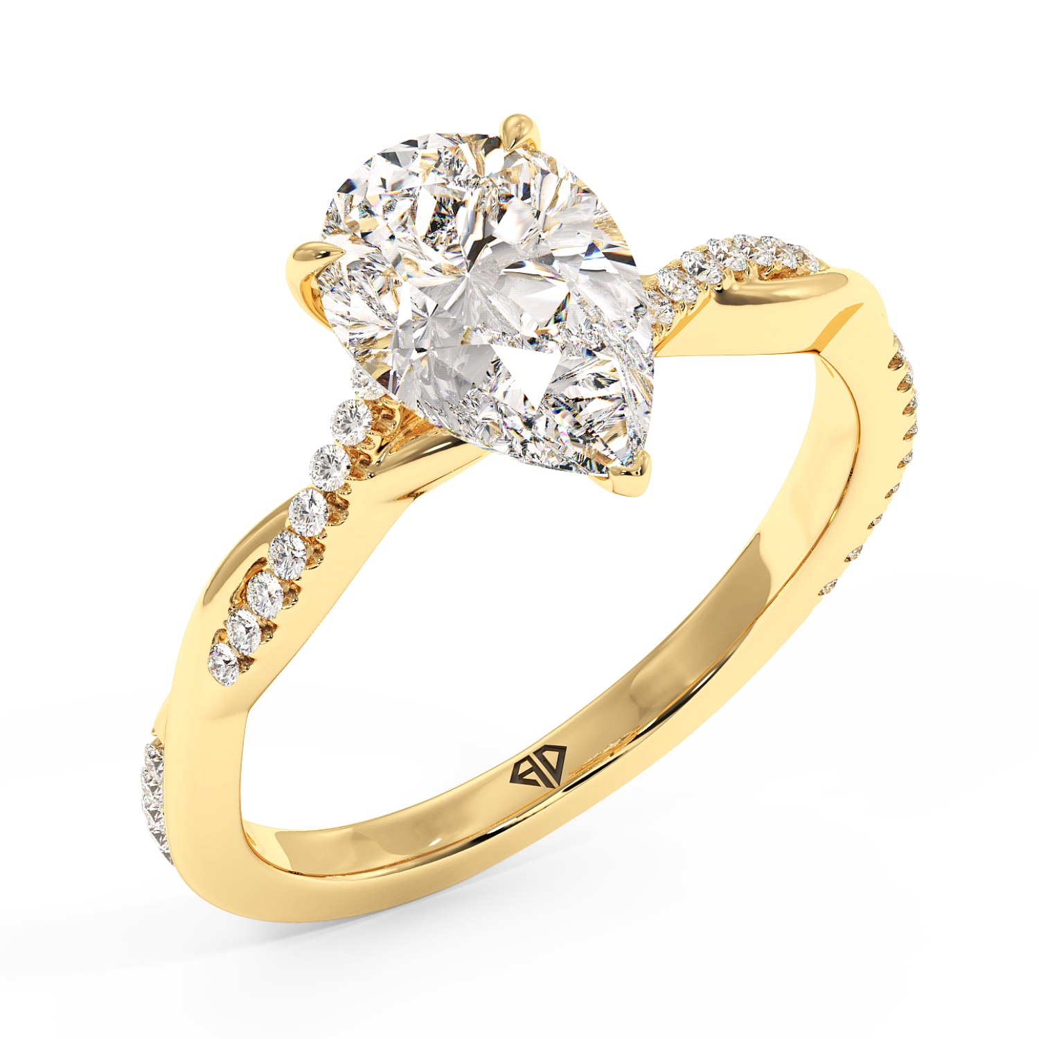 18K Yellow Gold Rochelle Diamond Shoulder Engagement Ring