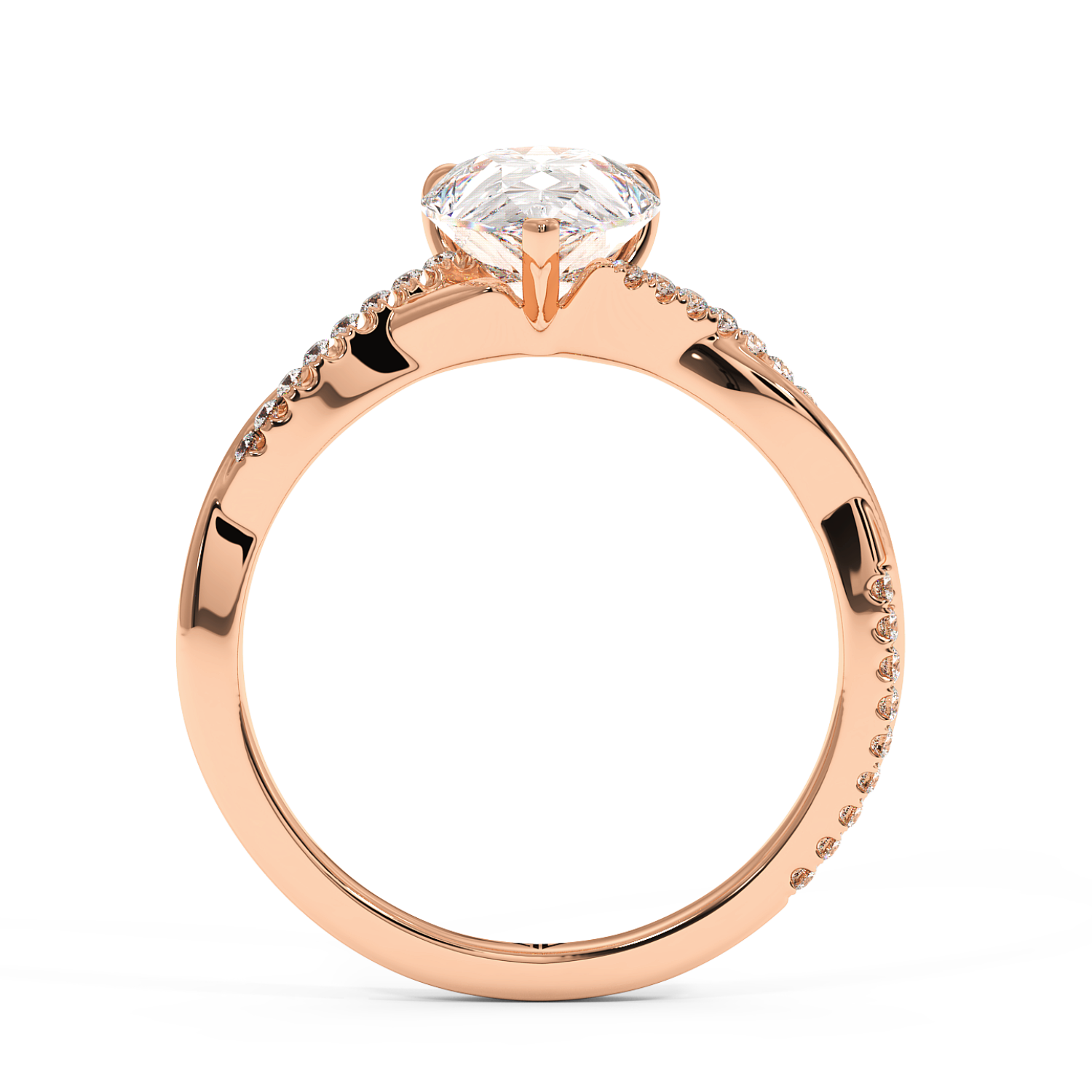 18K Rose Gold Rochelle Diamond Shoulder Engagement Ring