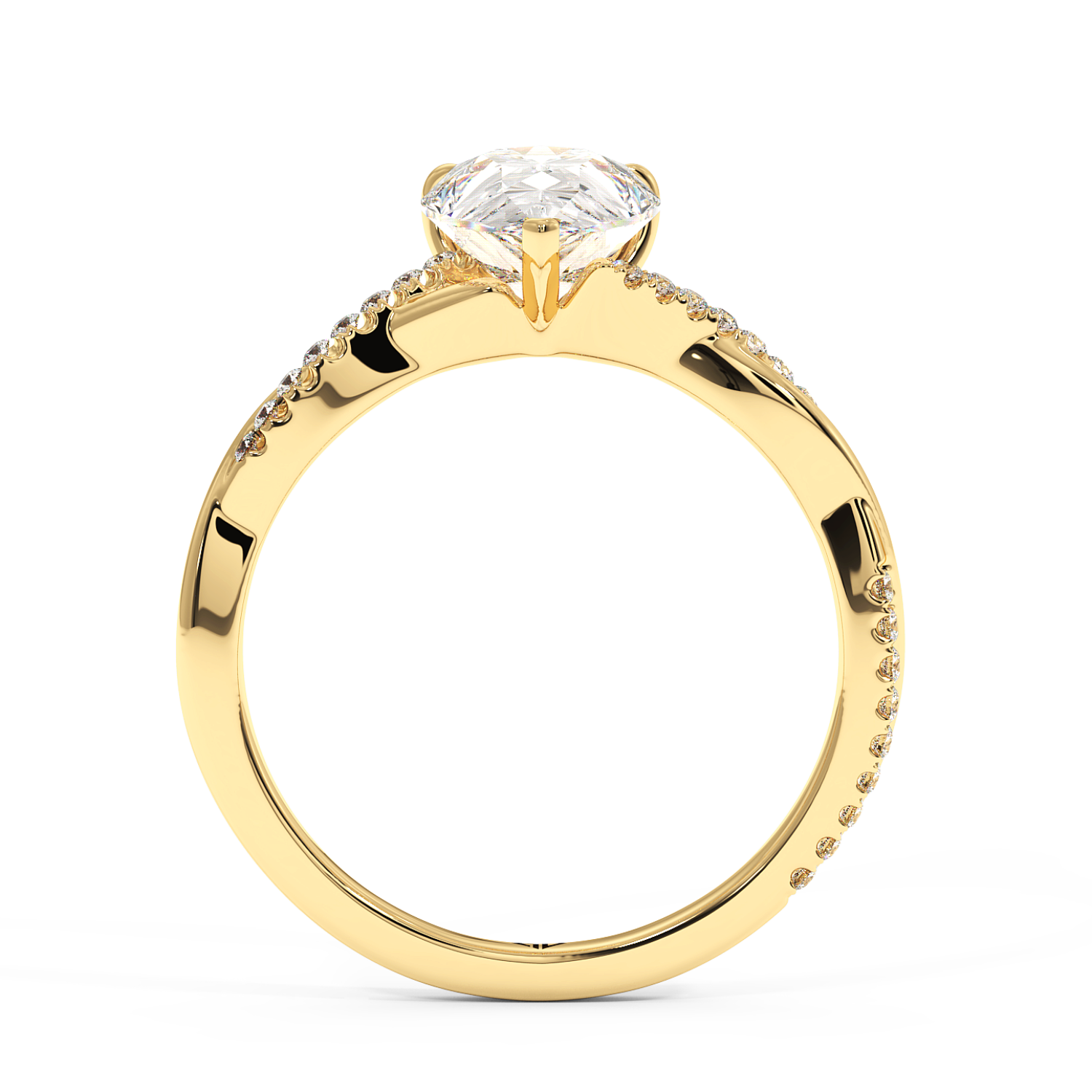 18K Yellow Gold Rochelle Diamond Shoulder Engagement Ring