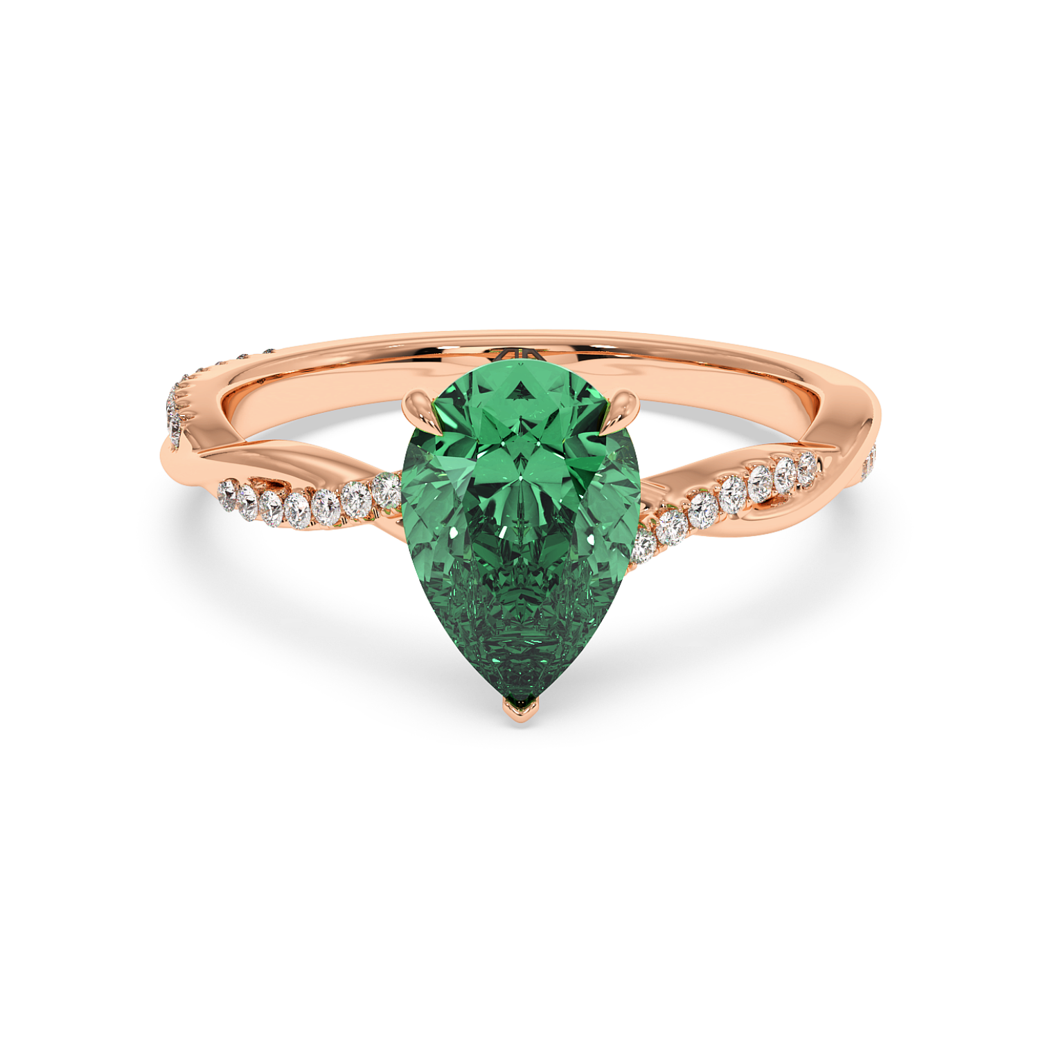 18K Rose Gold Rochelle Diamond Shoulder Engagement Ring