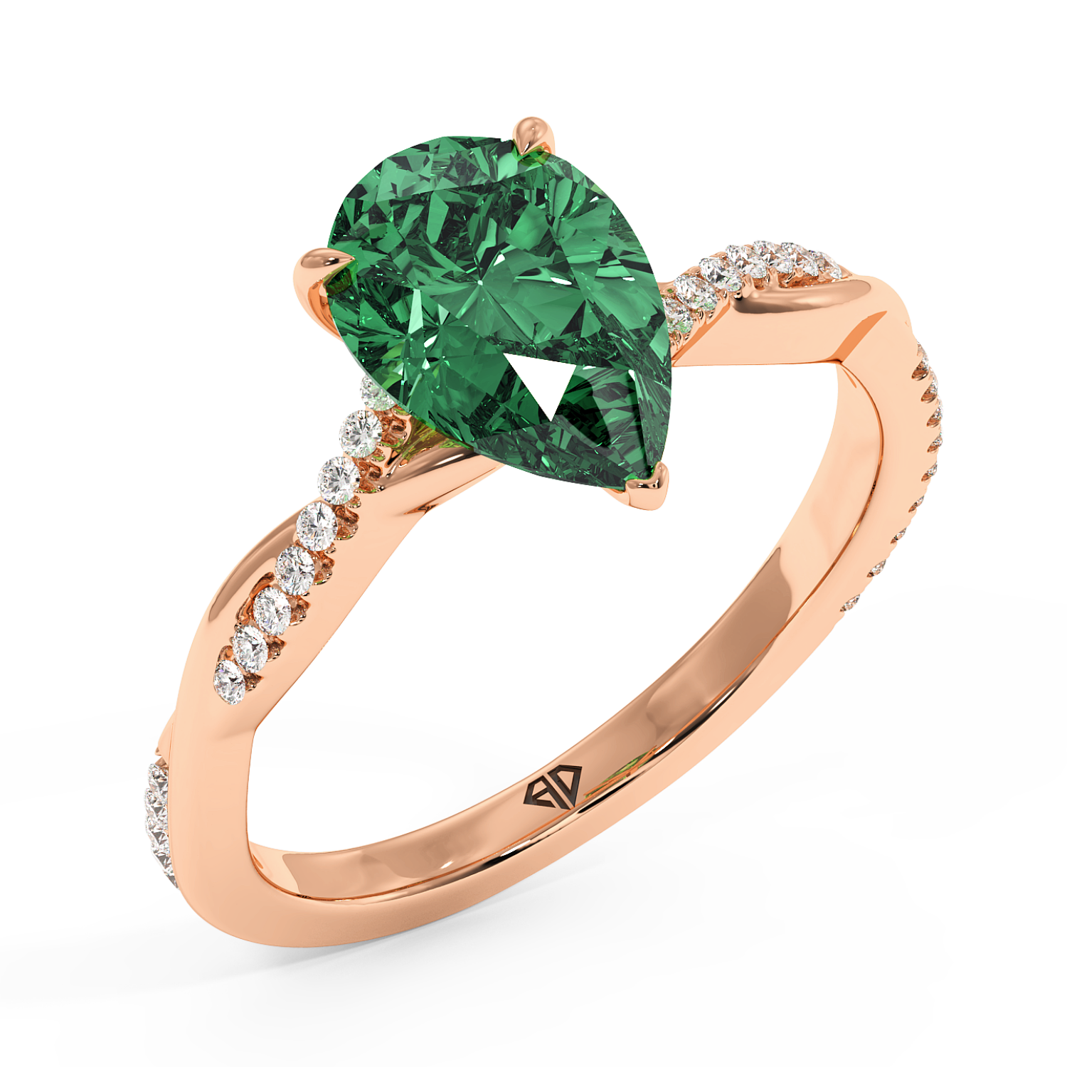 18K Rose Gold Rochelle Diamond Shoulder Engagement Ring