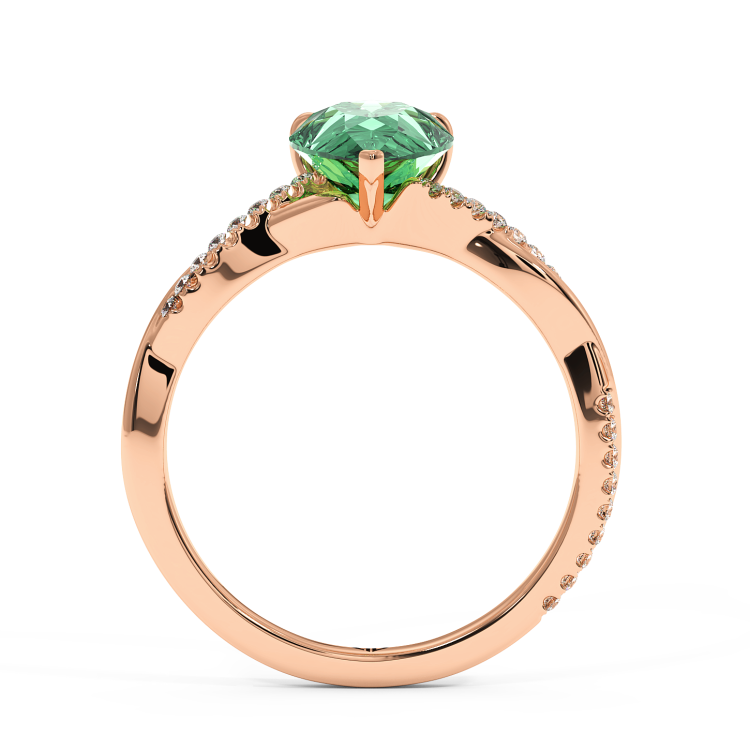 18K Rose Gold Rochelle Diamond Shoulder Engagement Ring