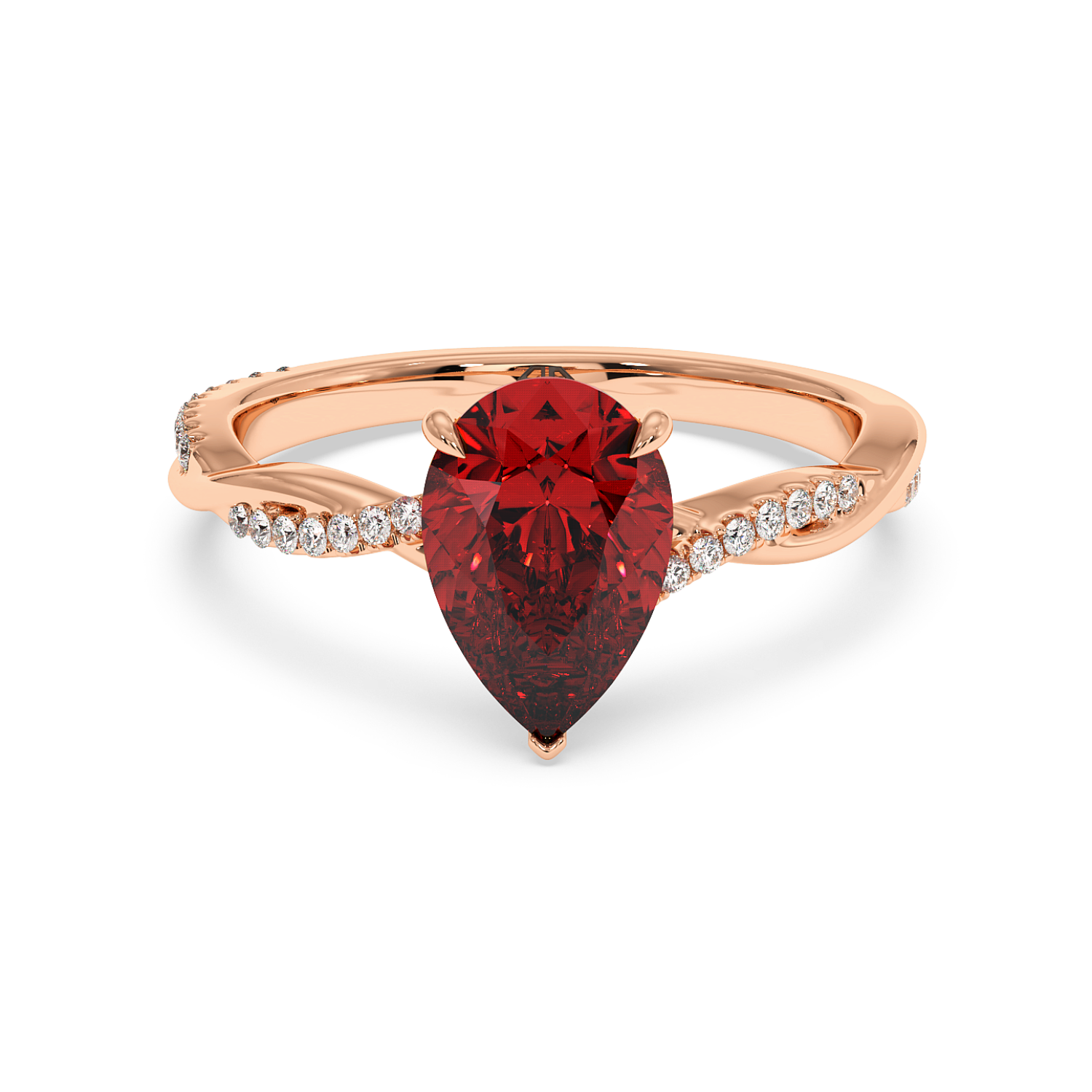 18K Rose Gold Rochelle Diamond Shoulder Engagement Ring