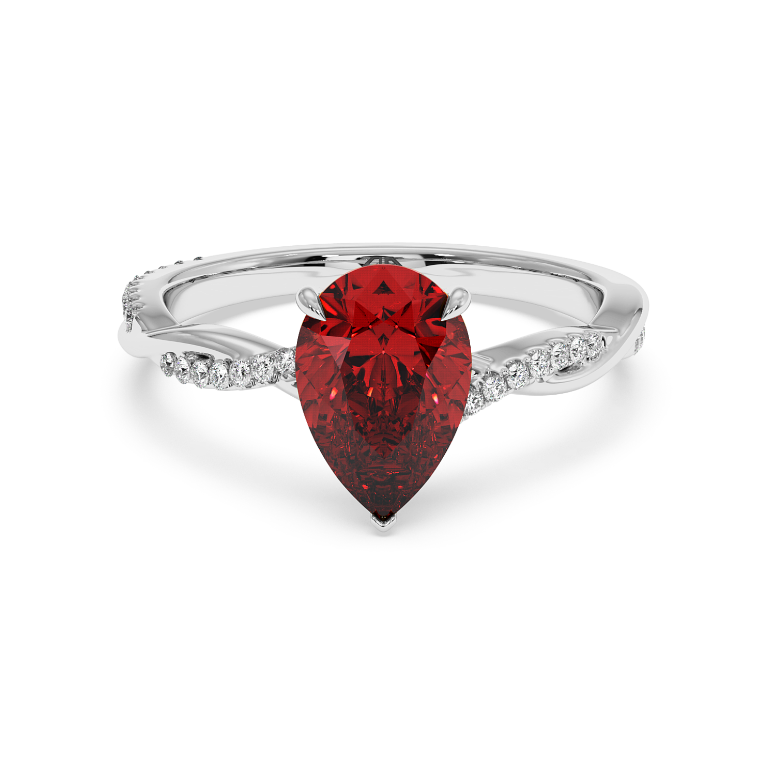 18K White Gold Rochelle Diamond Shoulder Engagement Ring