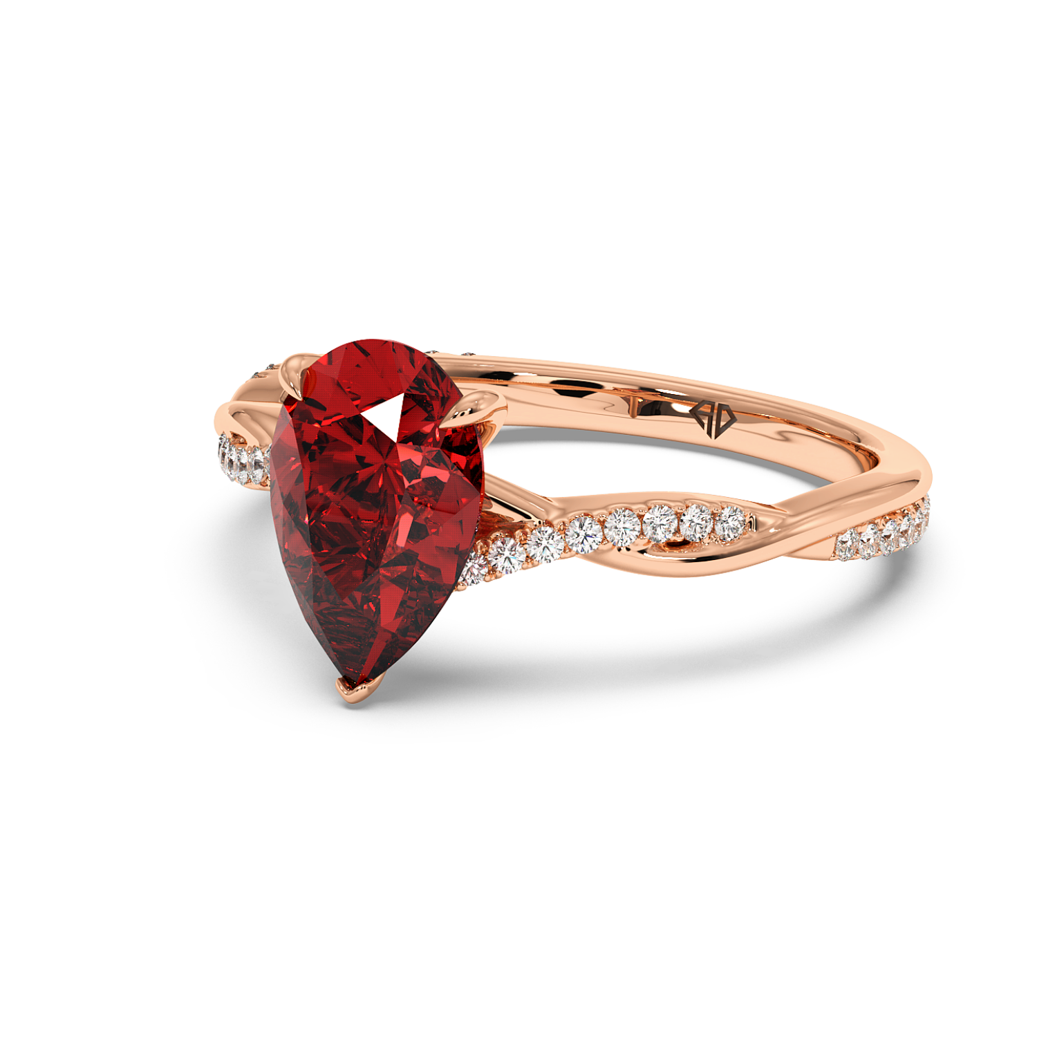 18K Rose Gold Rochelle Diamond Shoulder Engagement Ring