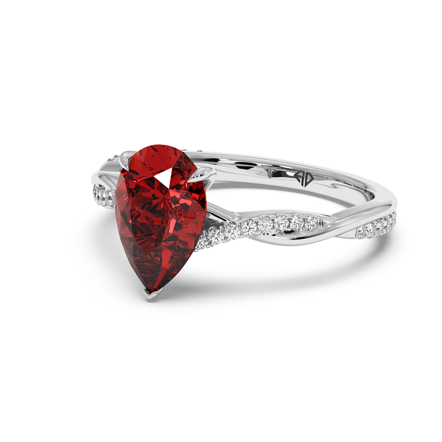 18K White Gold Rochelle Diamond Shoulder Engagement Ring